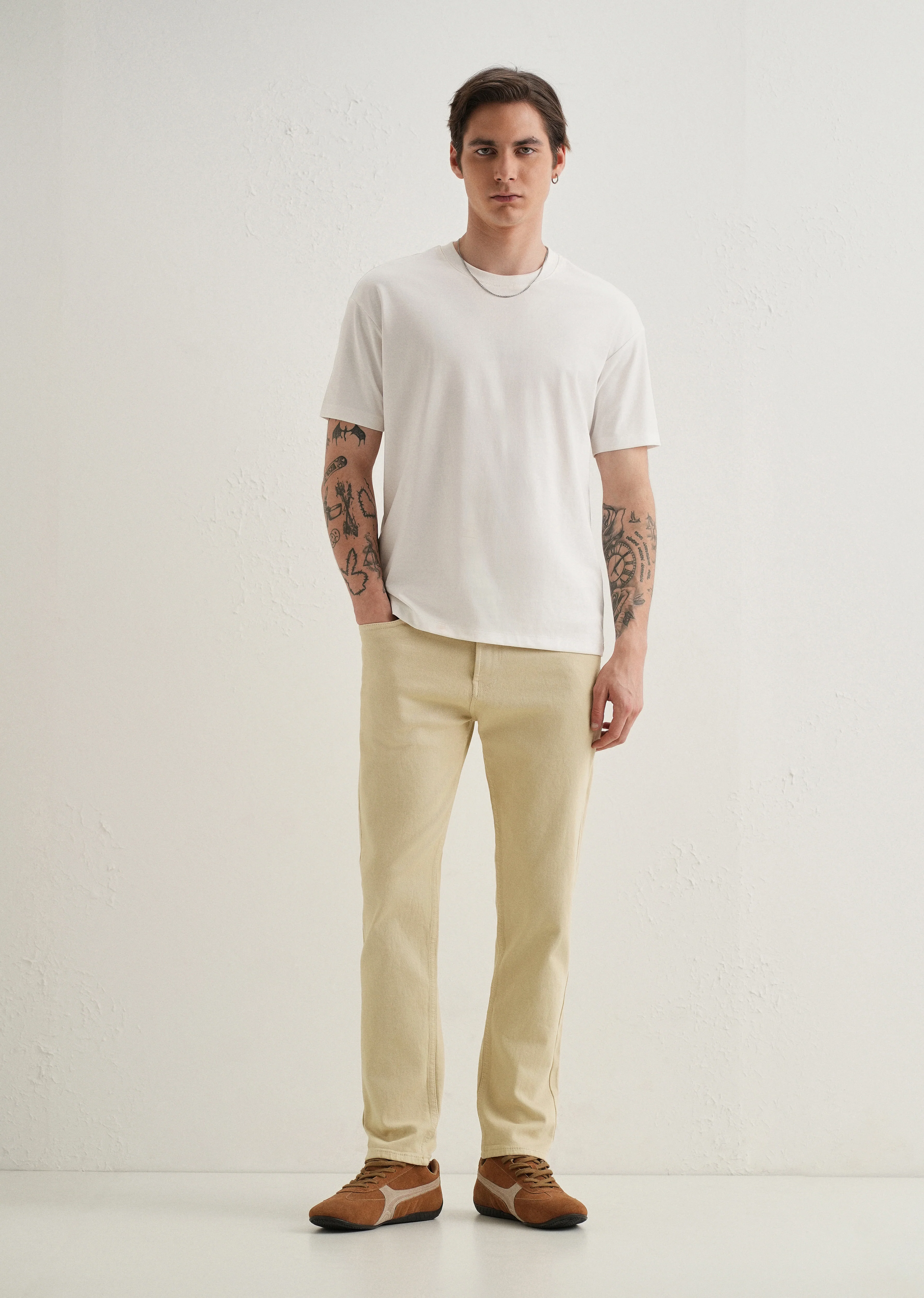 Cream Ankle Slim Fit Denim - Image 6