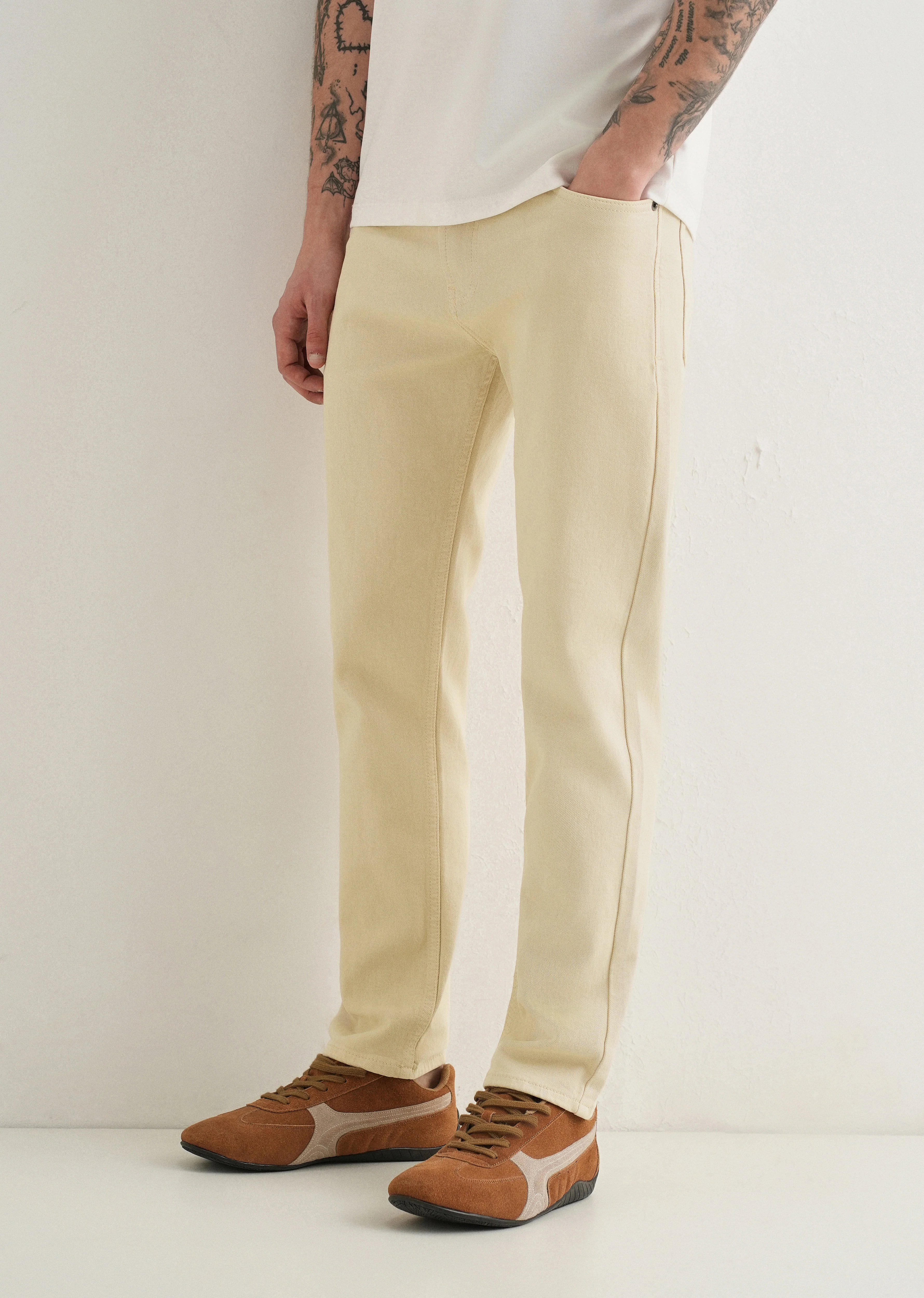 Cream Ankle Slim Fit Denim - Image 7