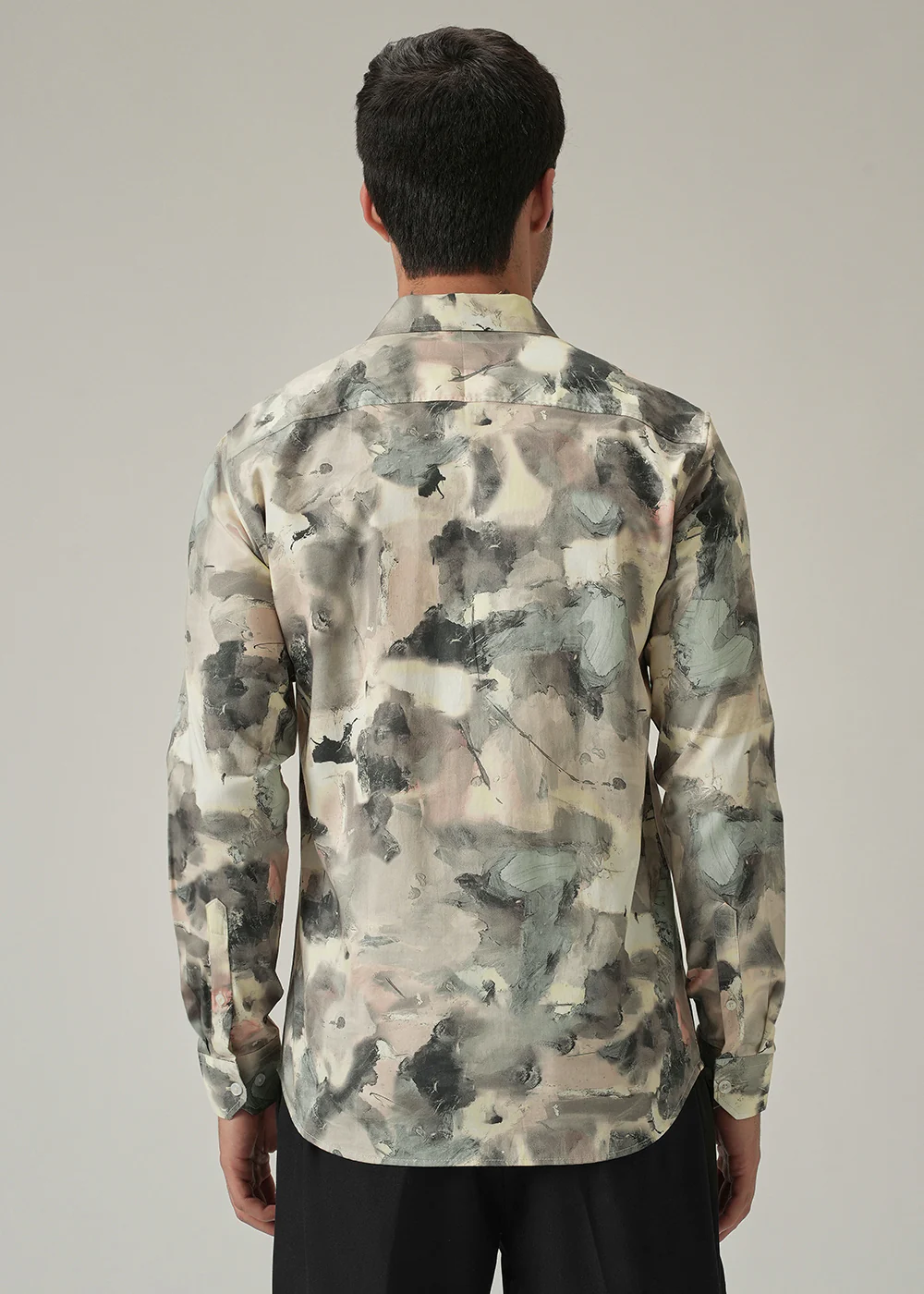 Cream Artistic Camouflage Print Shirt - Image 2