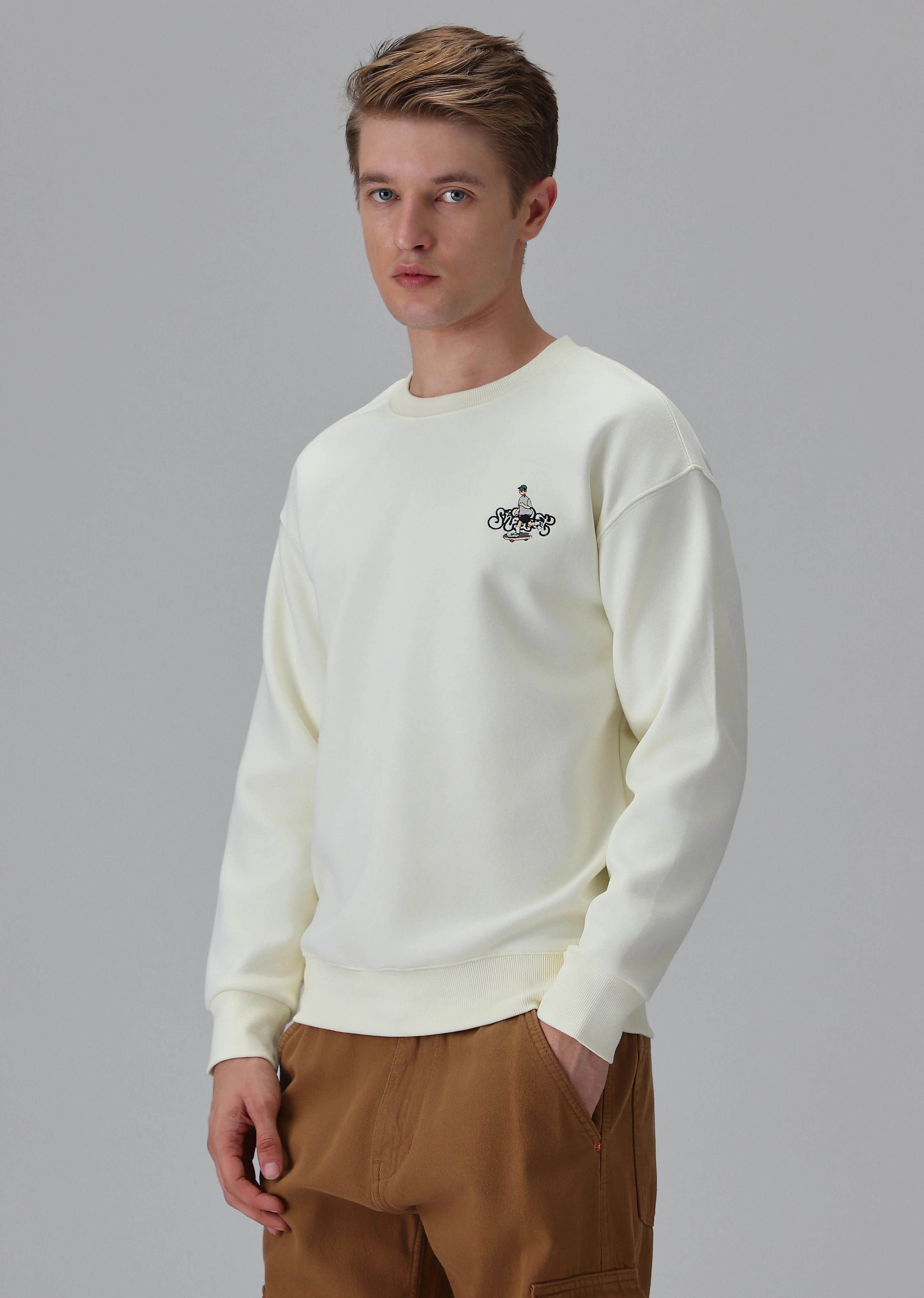 Cream Back Emboss Sweatshirt - Image 4