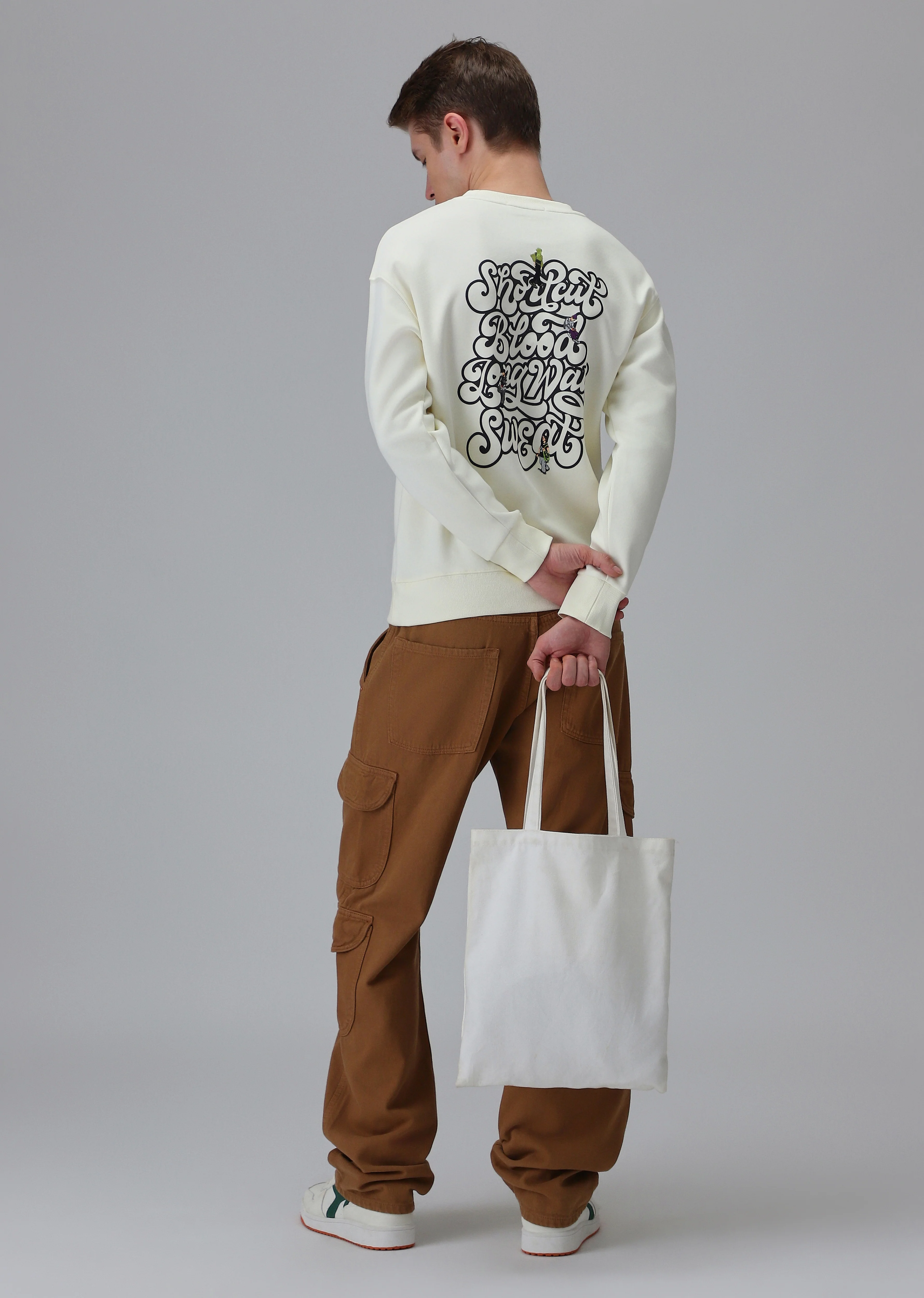 Cream Back Emboss Sweatshirt - Image 6