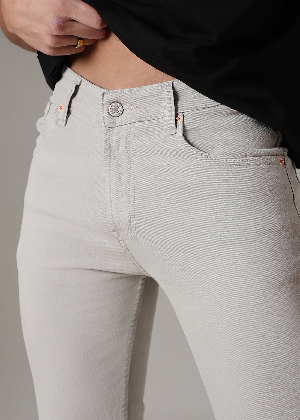Cream Brown Slim Fit Denim - Image 2