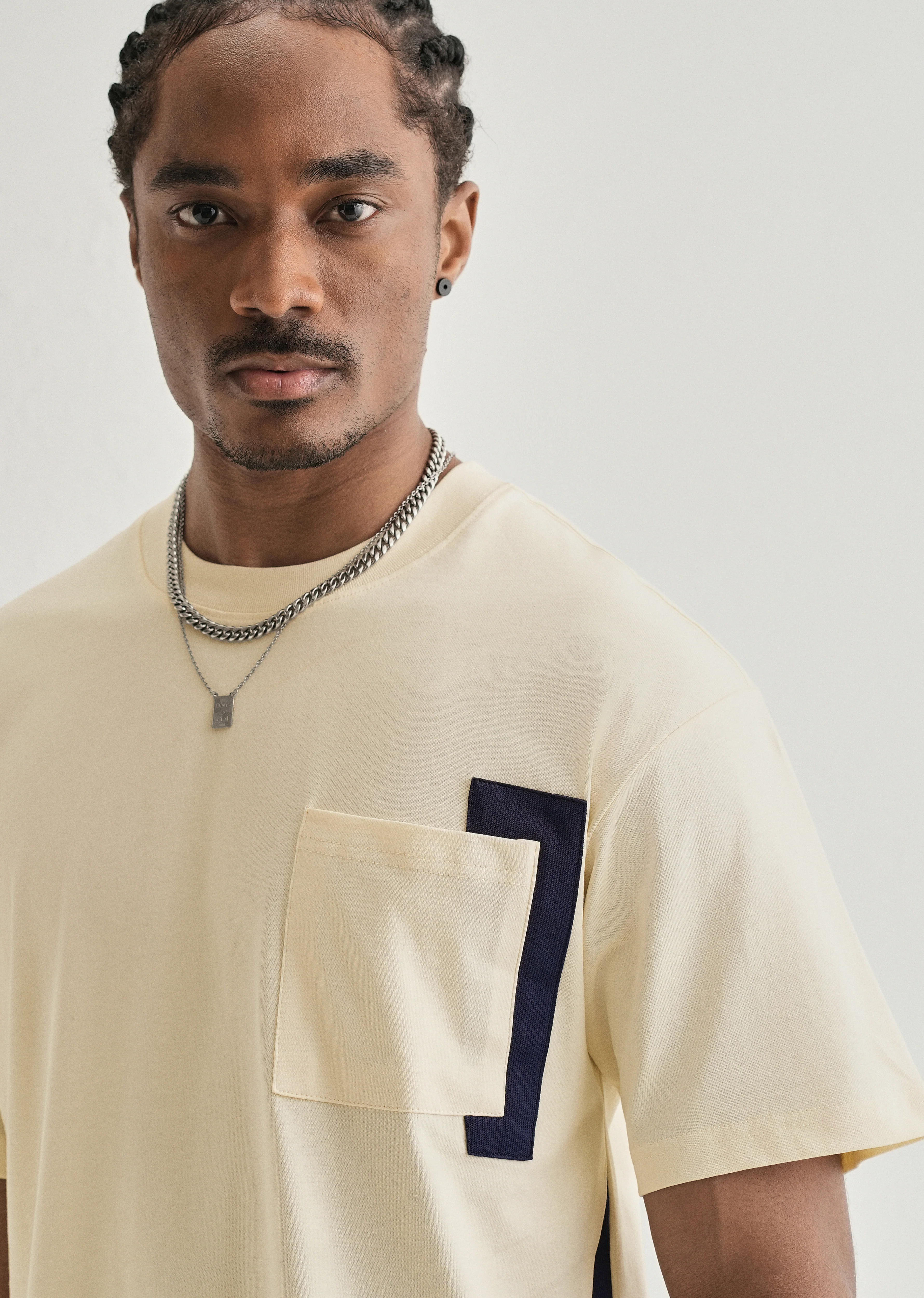 Cream Colourblock Oversized T-shirt - Image 5