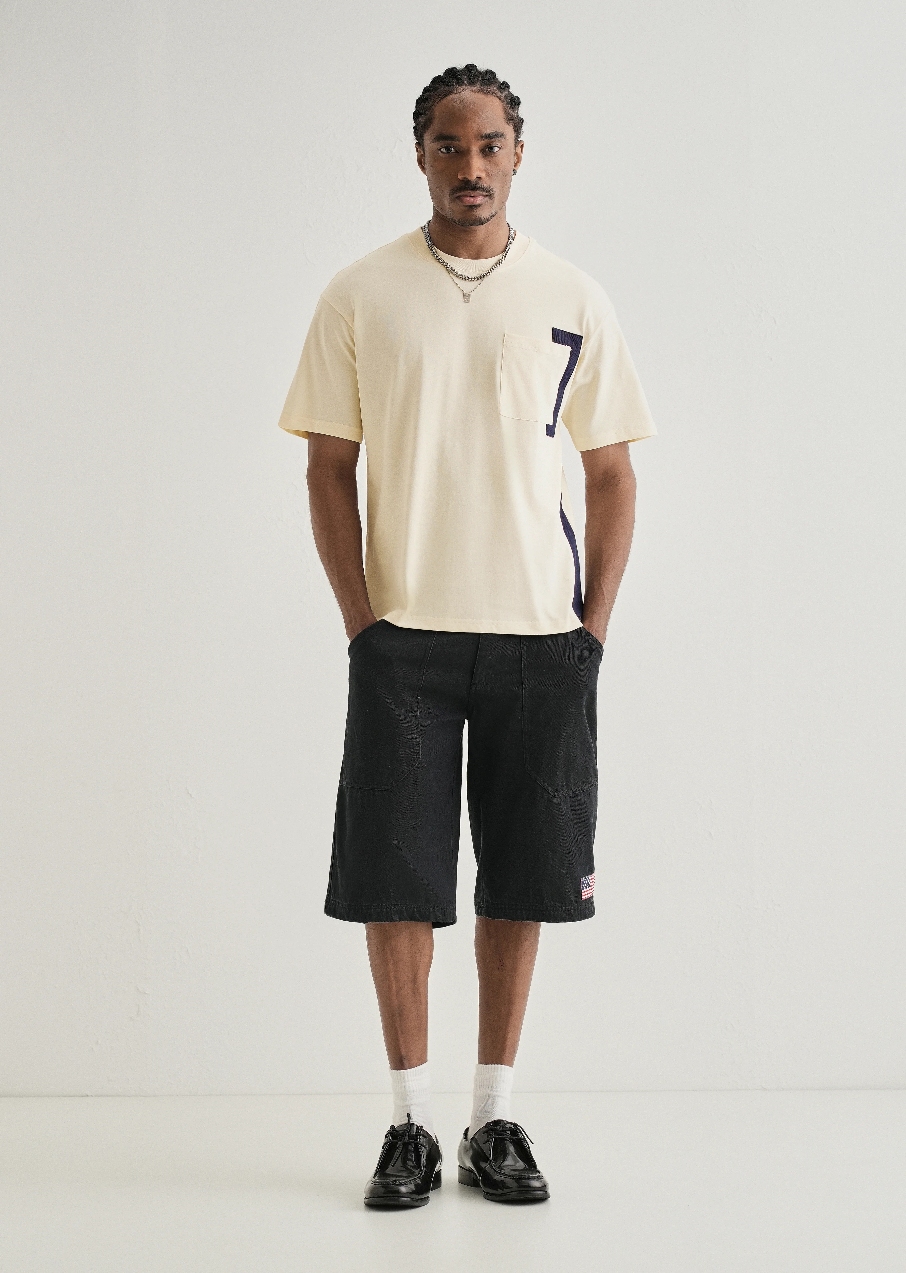 Cream Colourblock Oversized T-shirt - Image 6