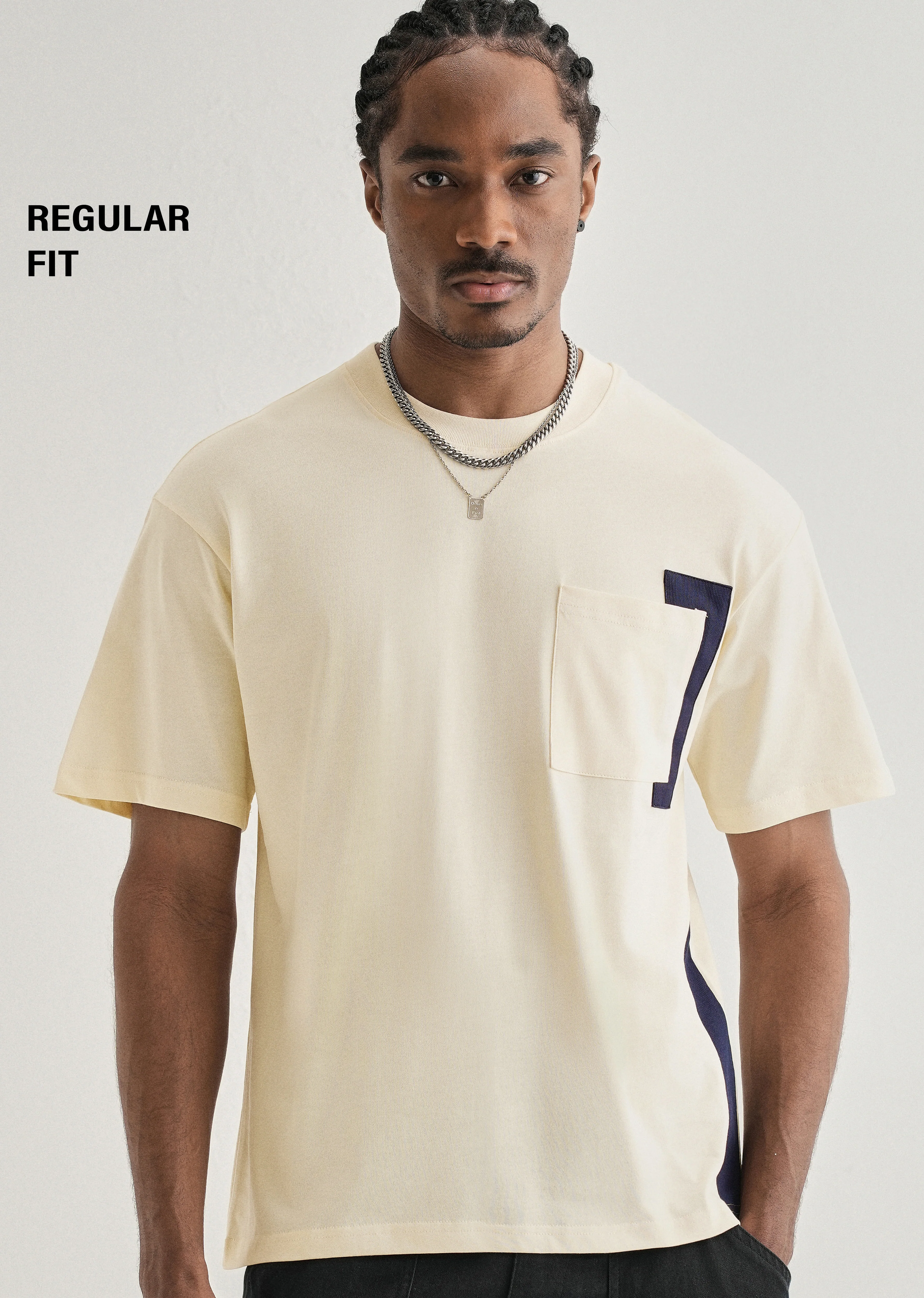 Cream Colourblock Oversized T-shirt - Image 7