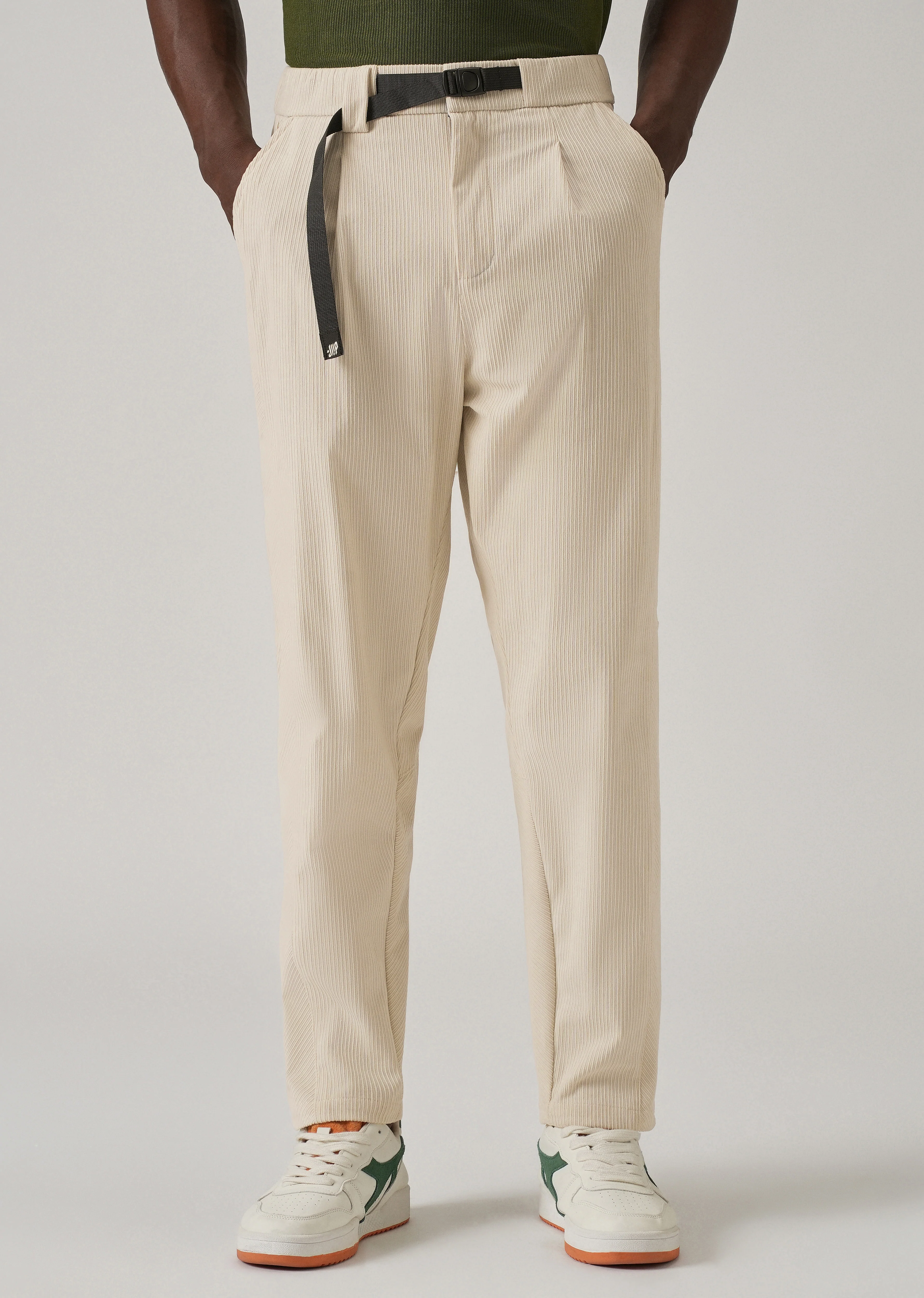 Cream Corduroy Belted Pant - Image 7