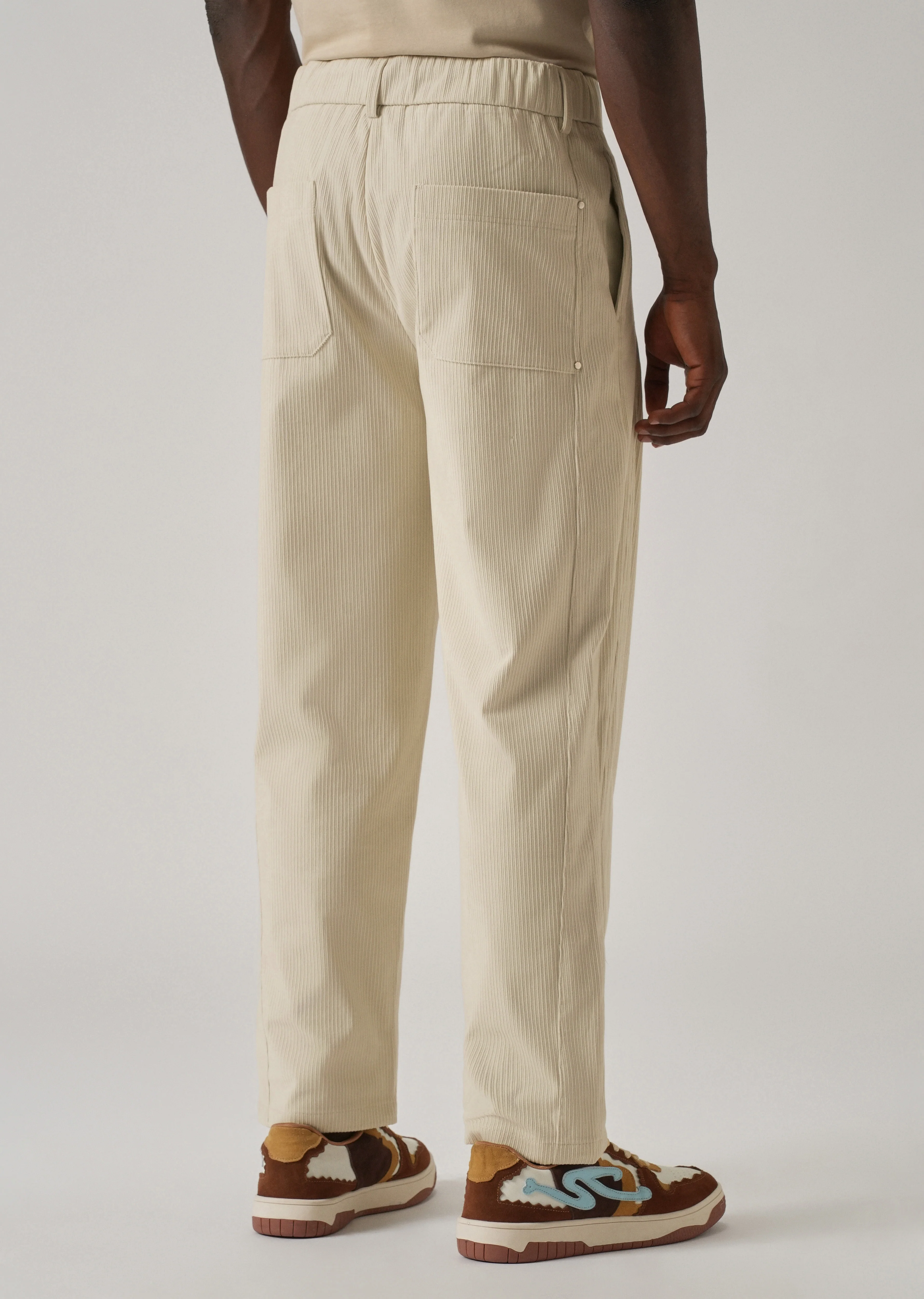 Cream Corduroy Drawstring Pant - Image 2