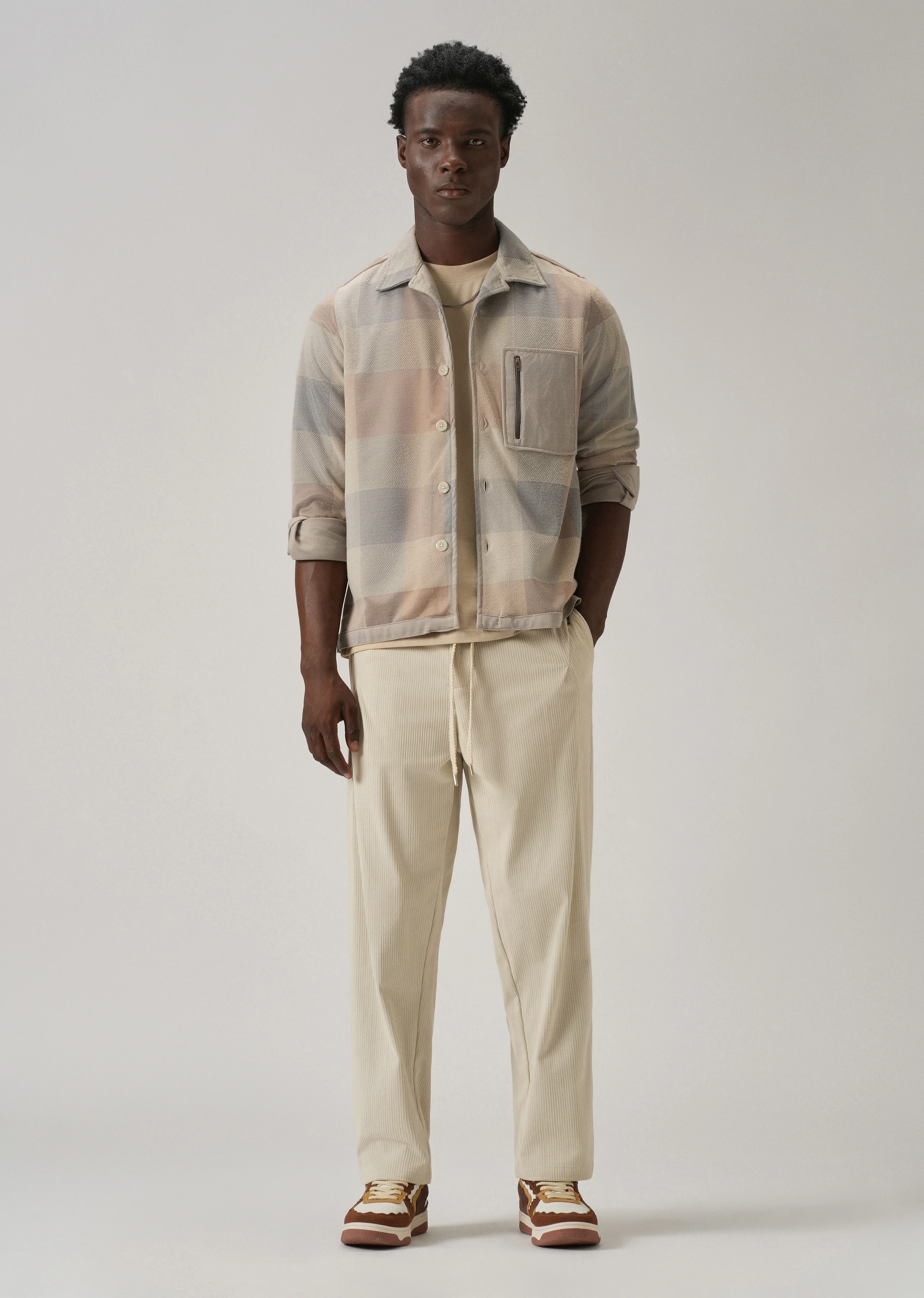 Cream Corduroy Drawstring Pant - Image 6