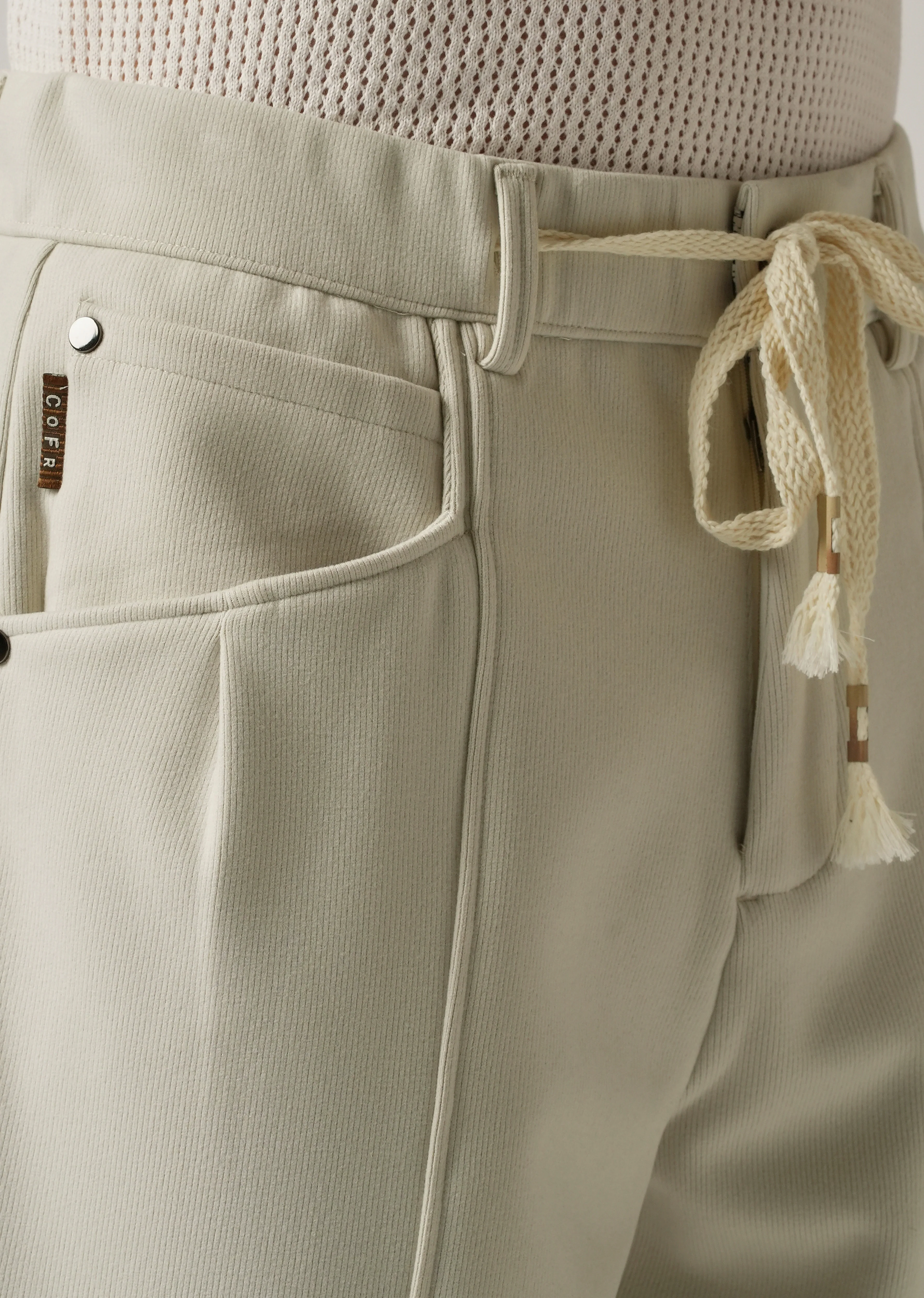 Cream Corduroy Relaxed Fit Drawstring Pant - Image 5