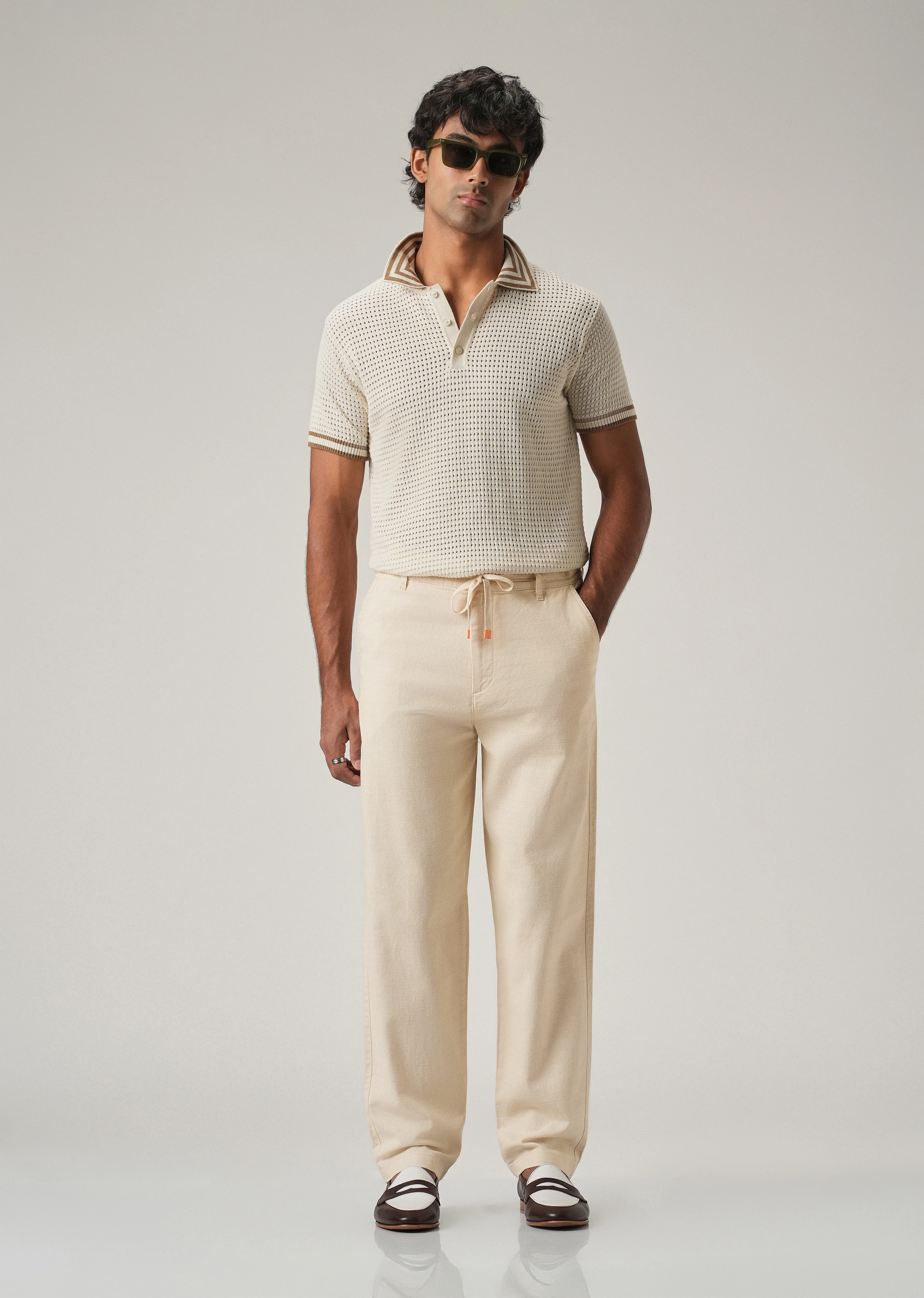 Cream Linen-Look Cotton Trousers - Image 6