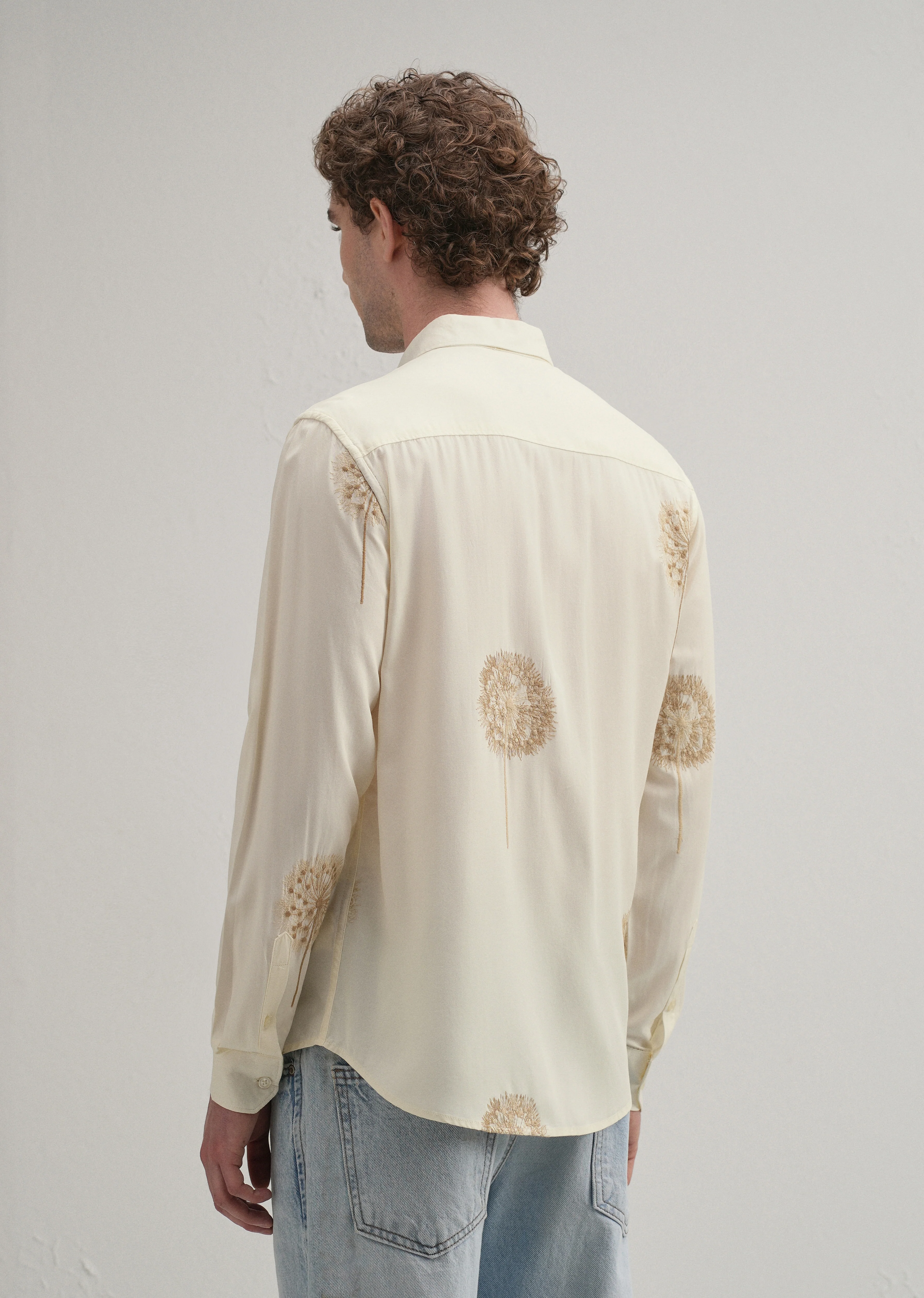 Cream Dandelion Embroidery Shirt - Image 3