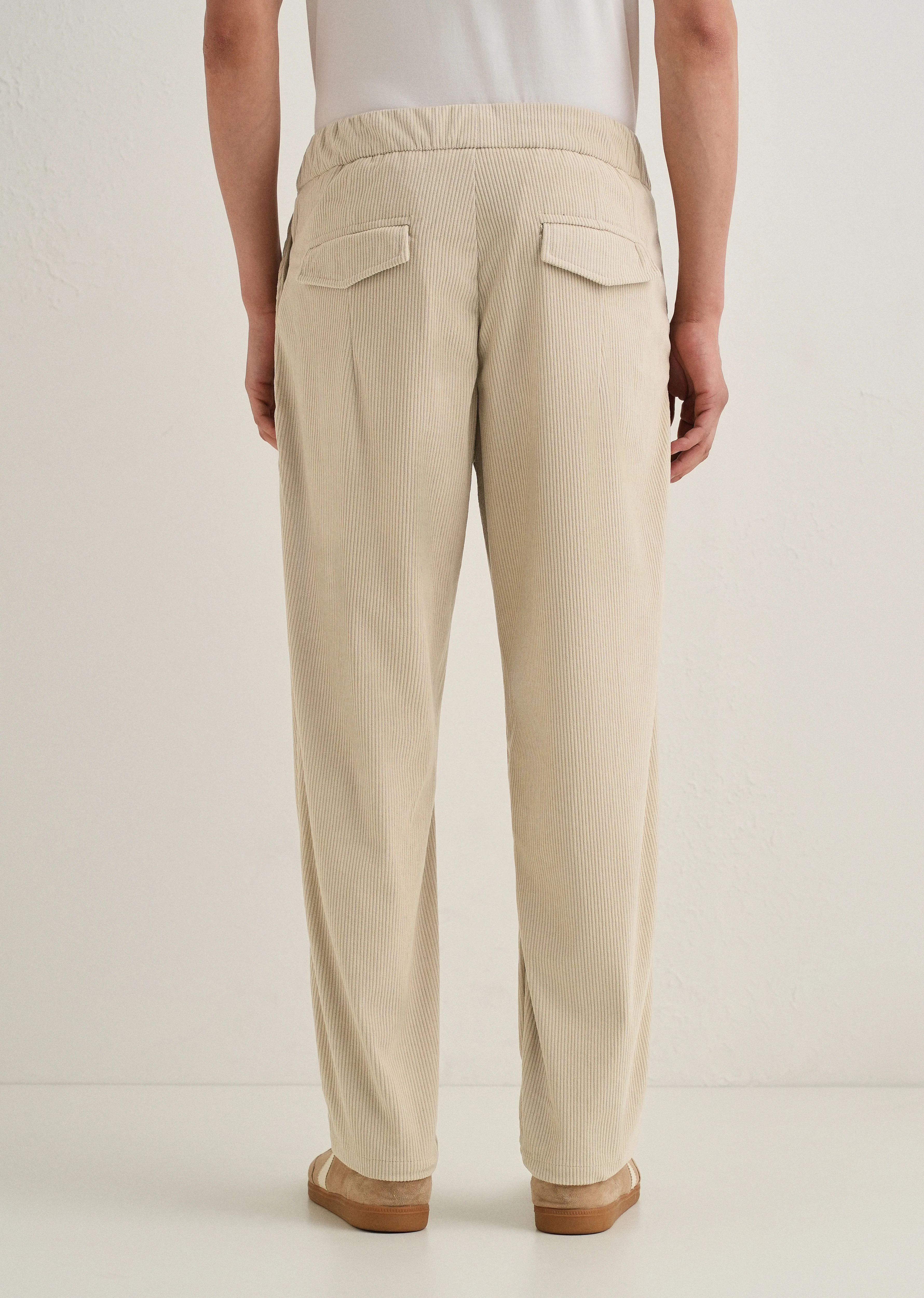 Cream Drawstring Corduroy Pant - Image 2