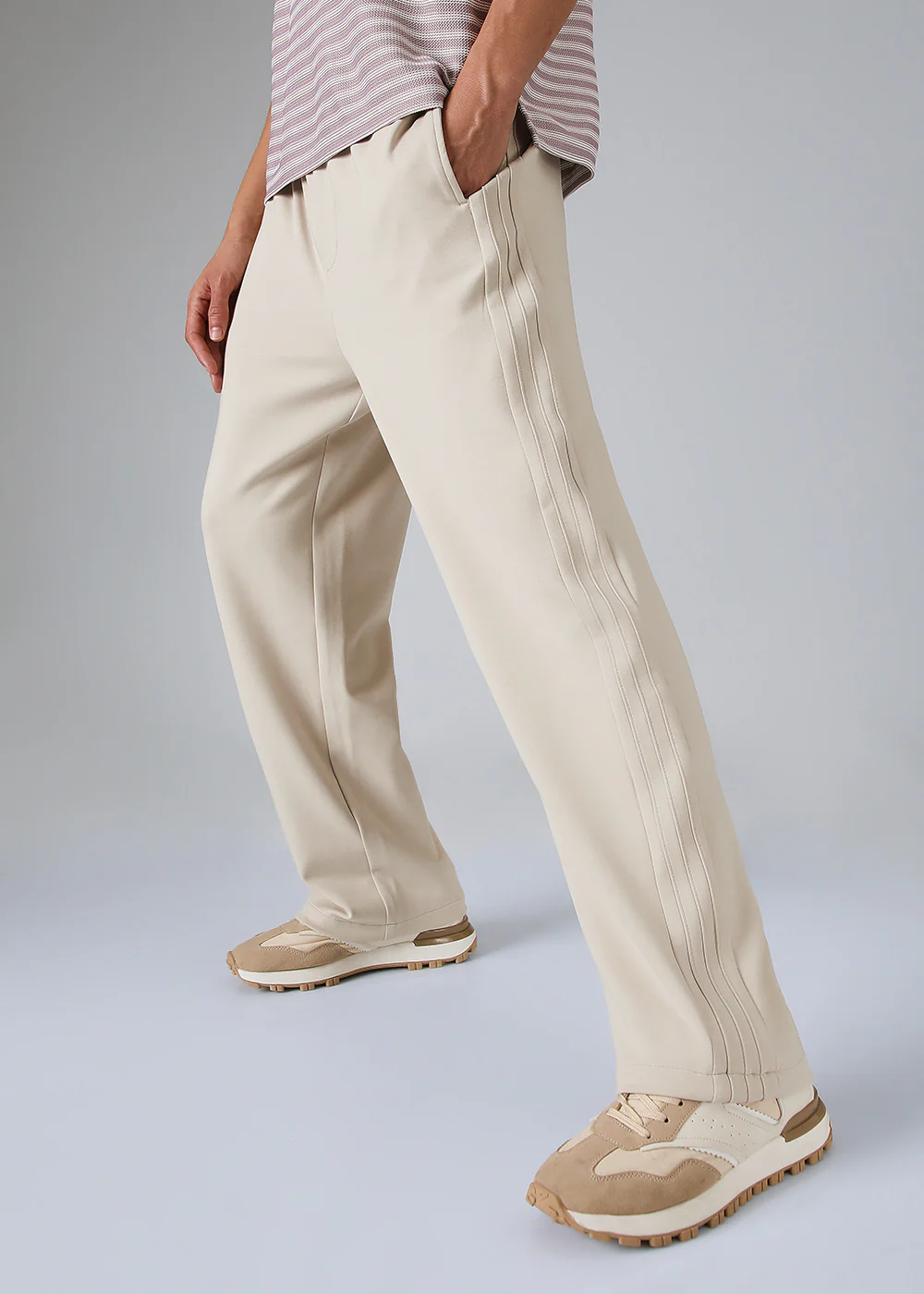 Cream Drawstring Korean Pant - Image 3