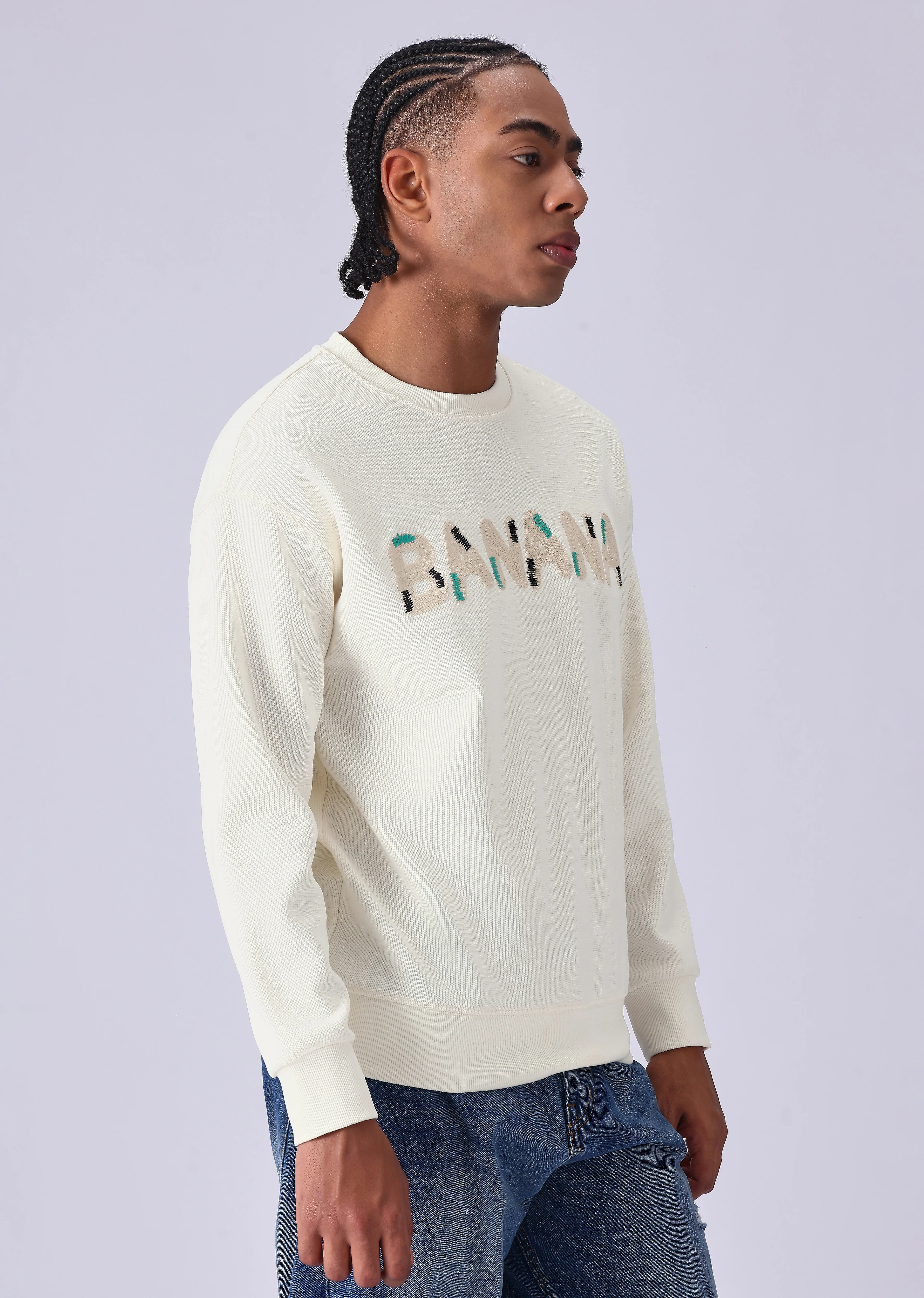 Cream Embossed Sweatshirt - Image 5