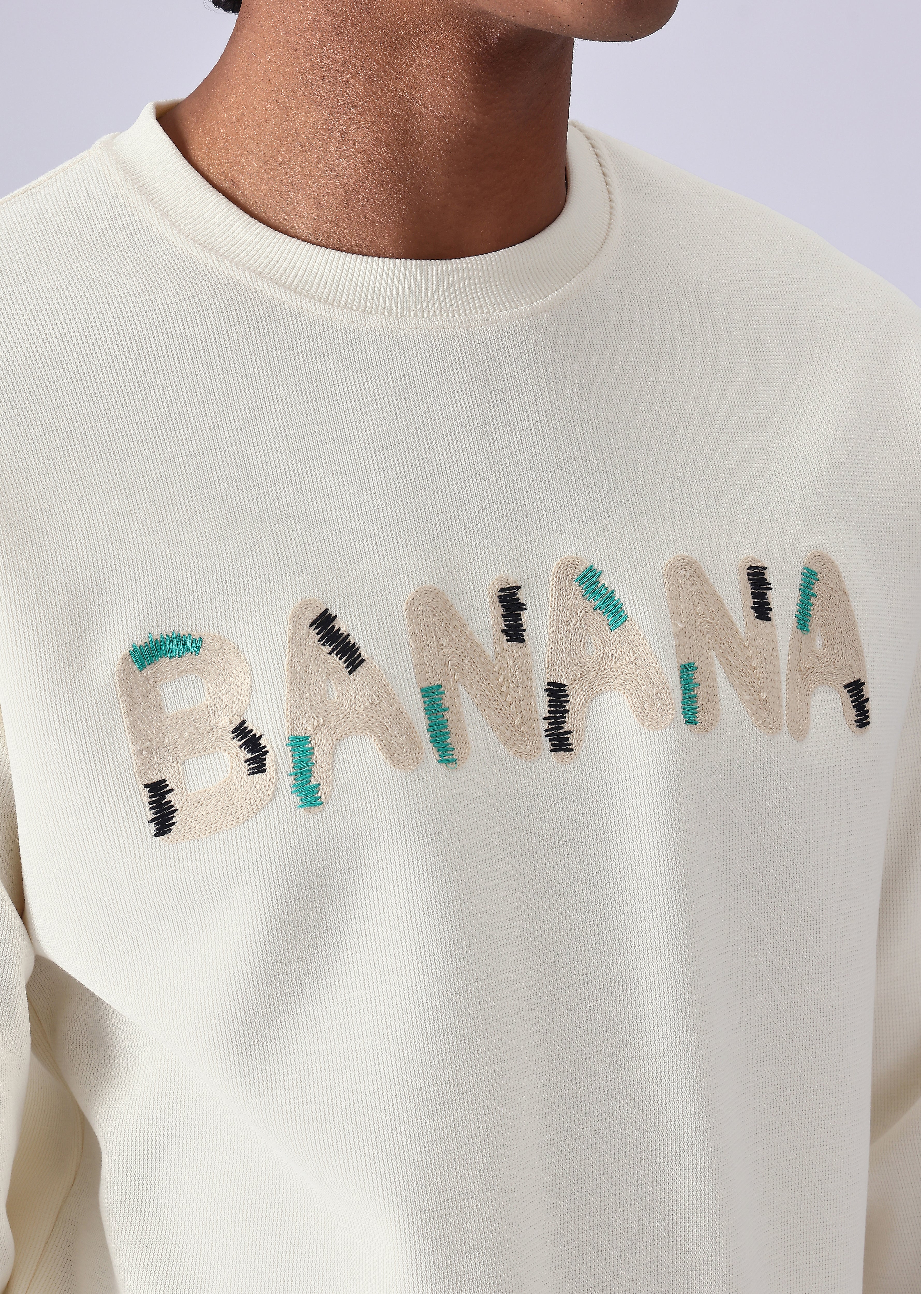 Cream Embossed Sweatshirt - Image 6