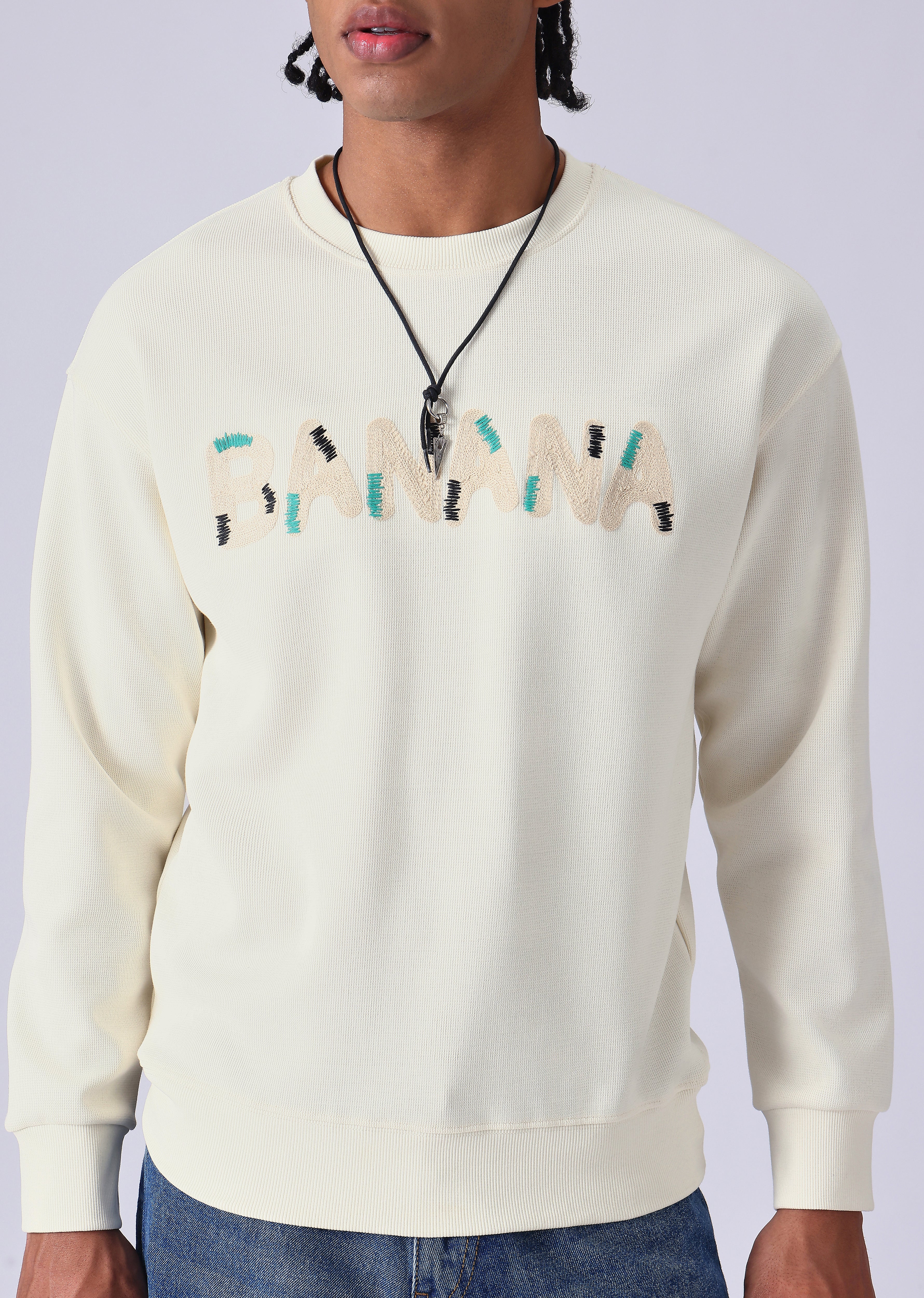 Cream Embossed Sweatshirt - Image 8