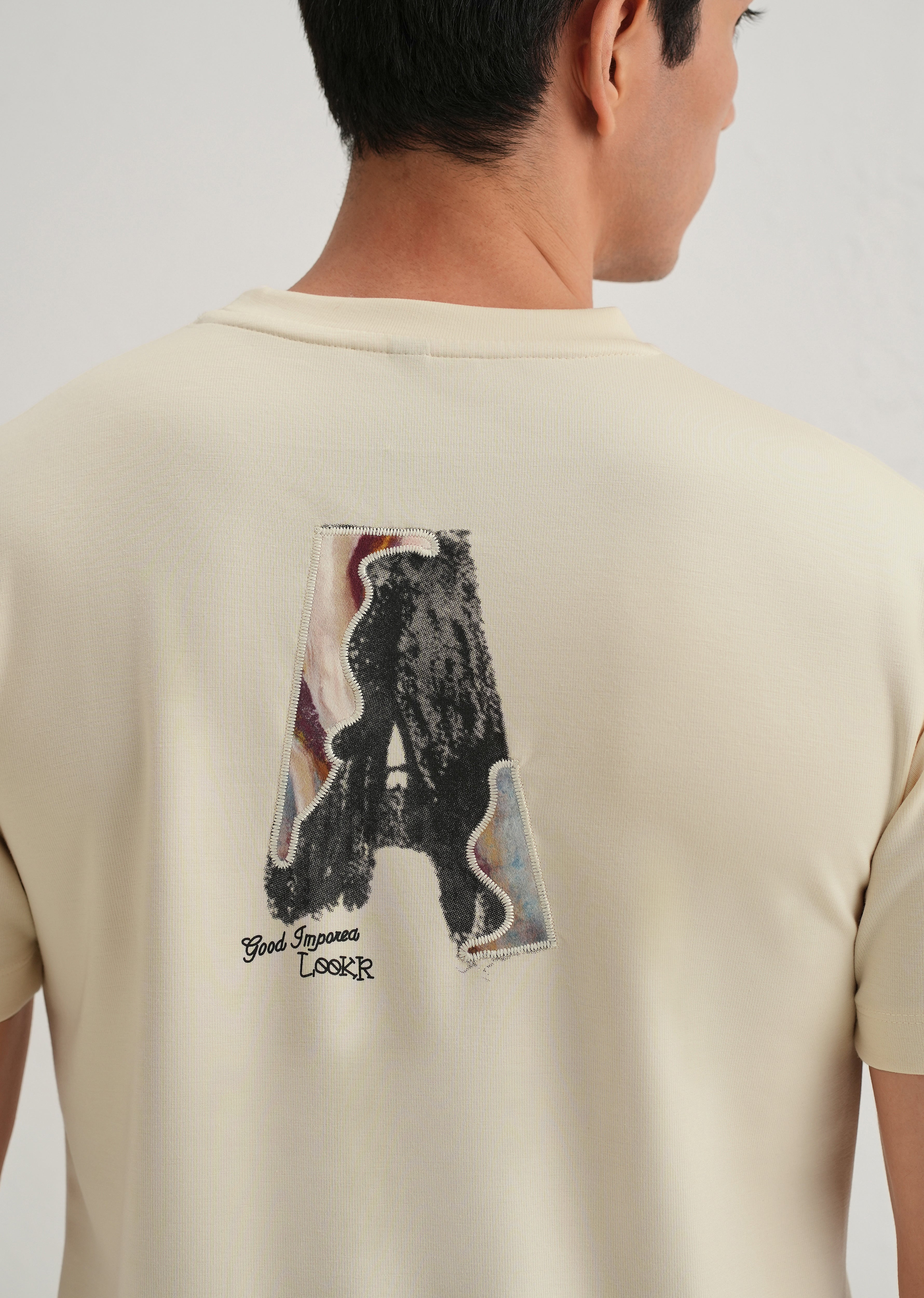 Cream Embroidered Graphic Print T-Shirt - Image 2