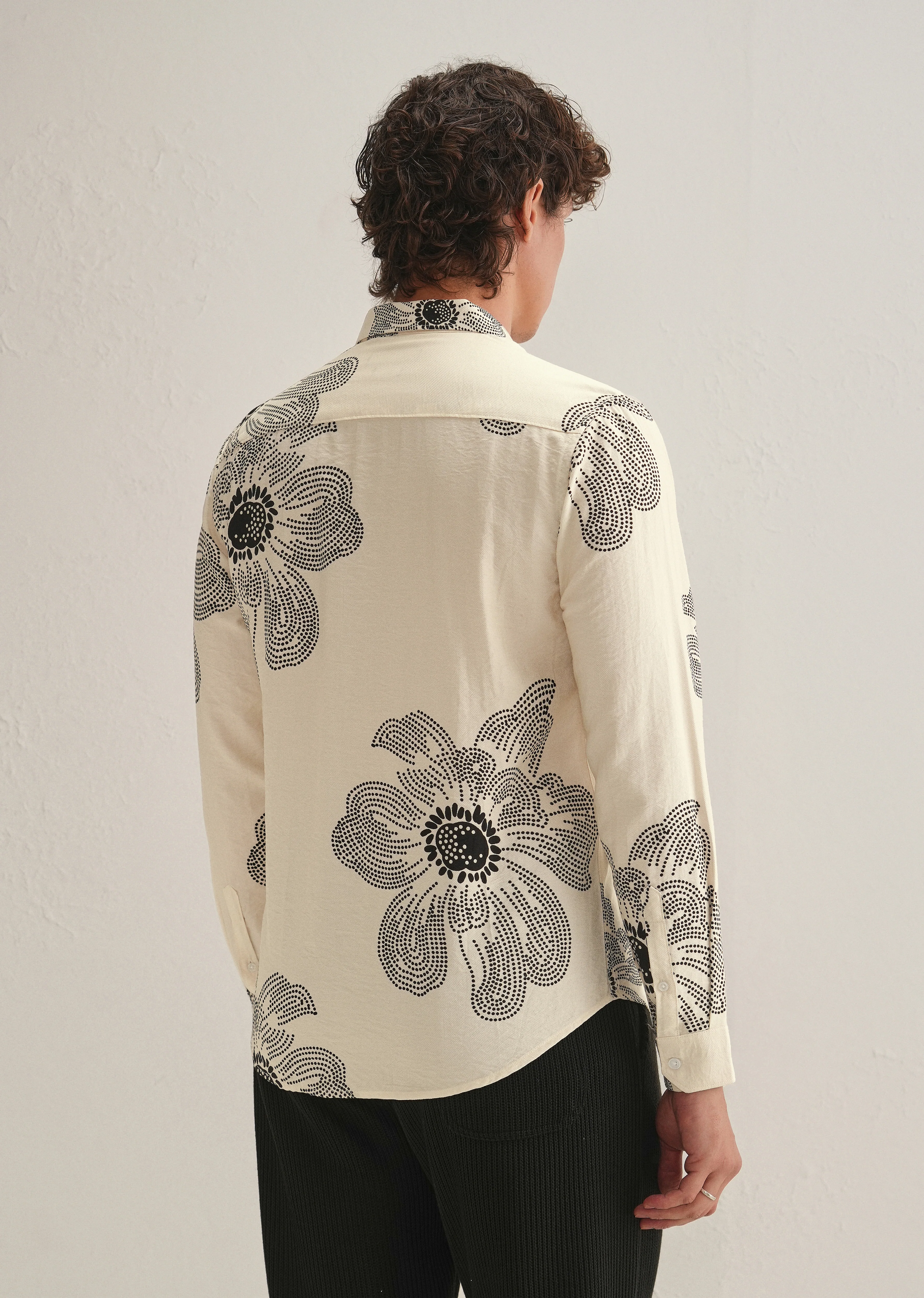 Cream Floral Dot Printed Shirt - Image 4