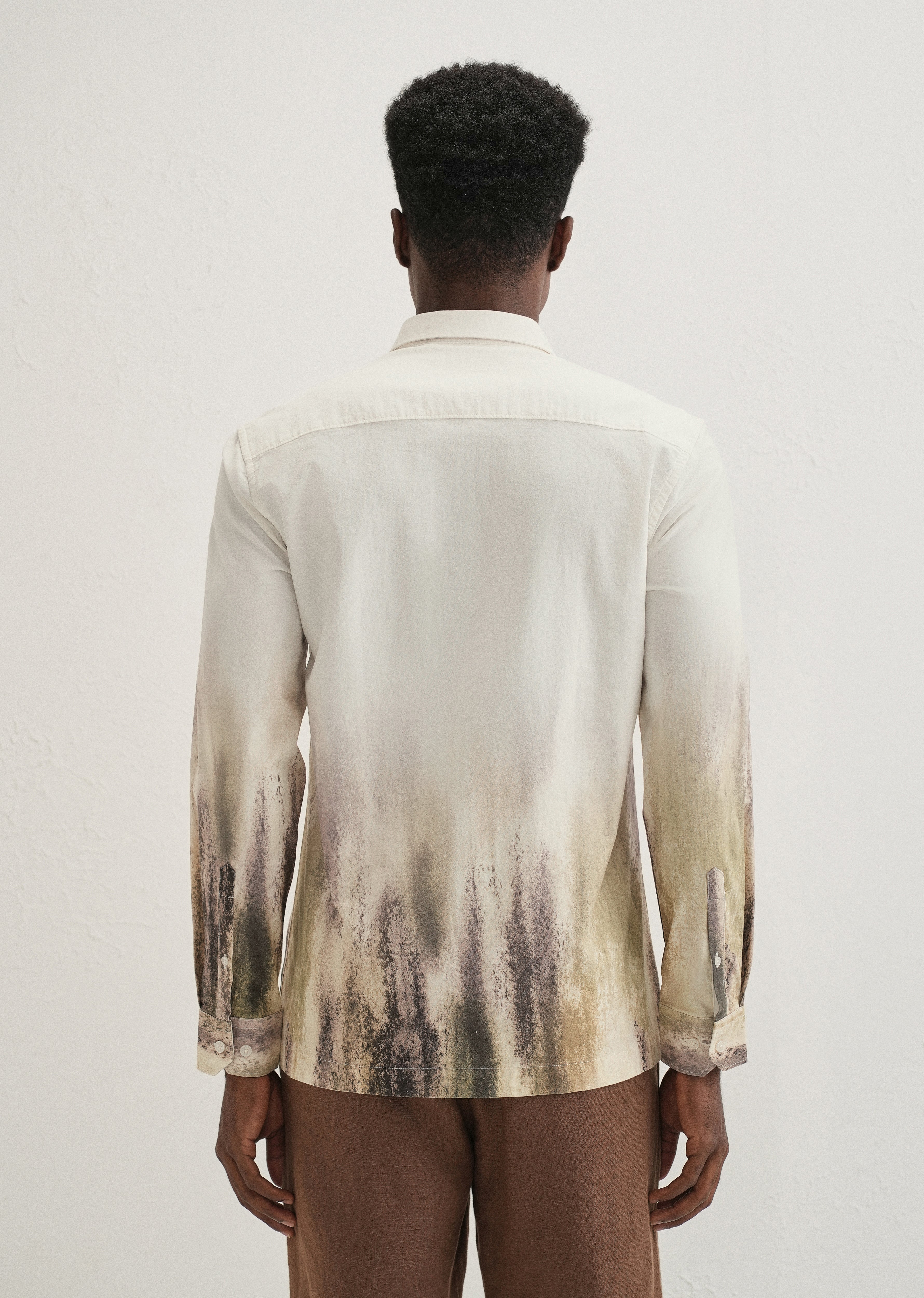 Cream Green Gradient Printed Shirt - Image 2