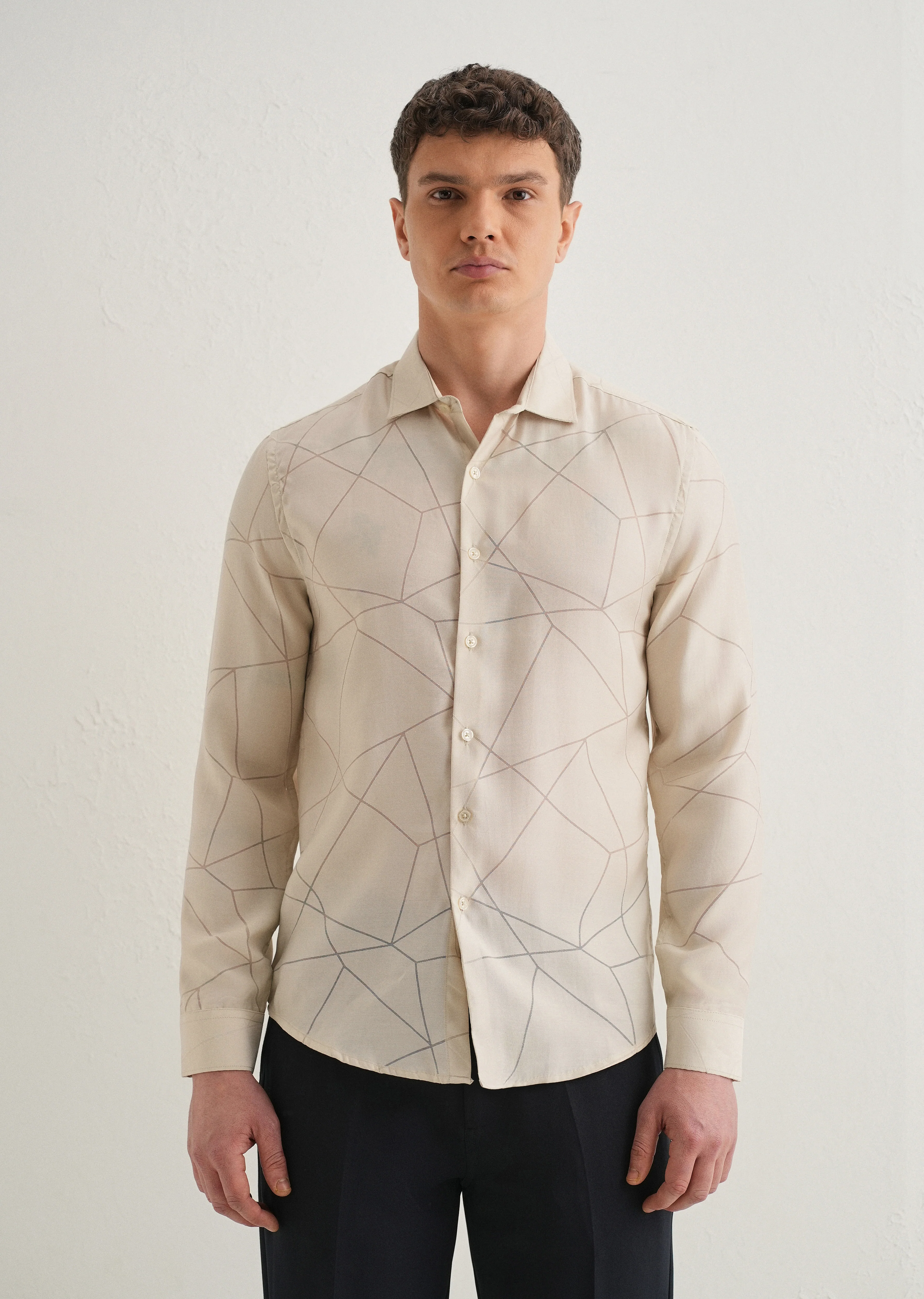 Cream Laser Cut Shirt - Image 3