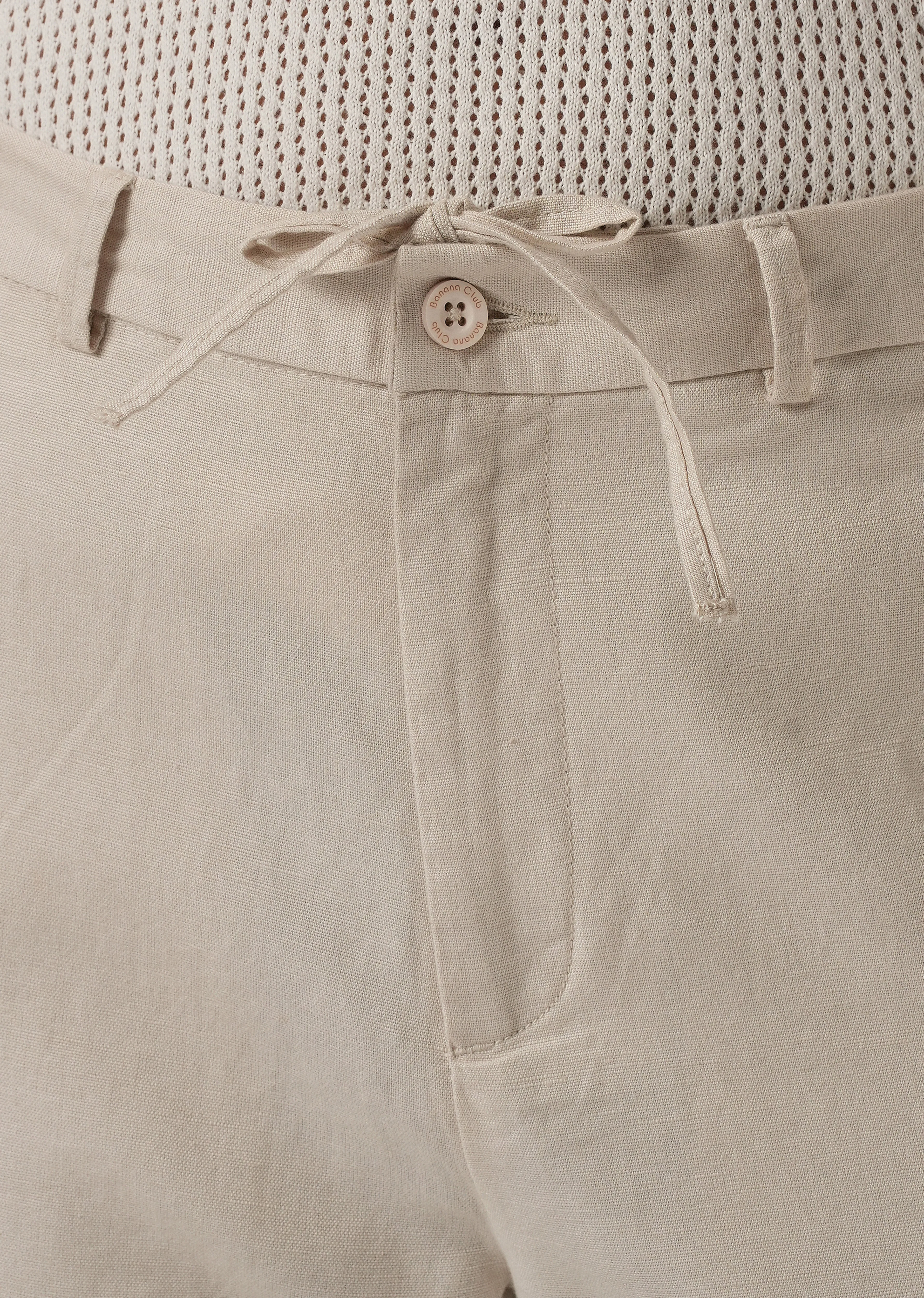 Cream Linen Relaxed Fit Trouser - Image 5