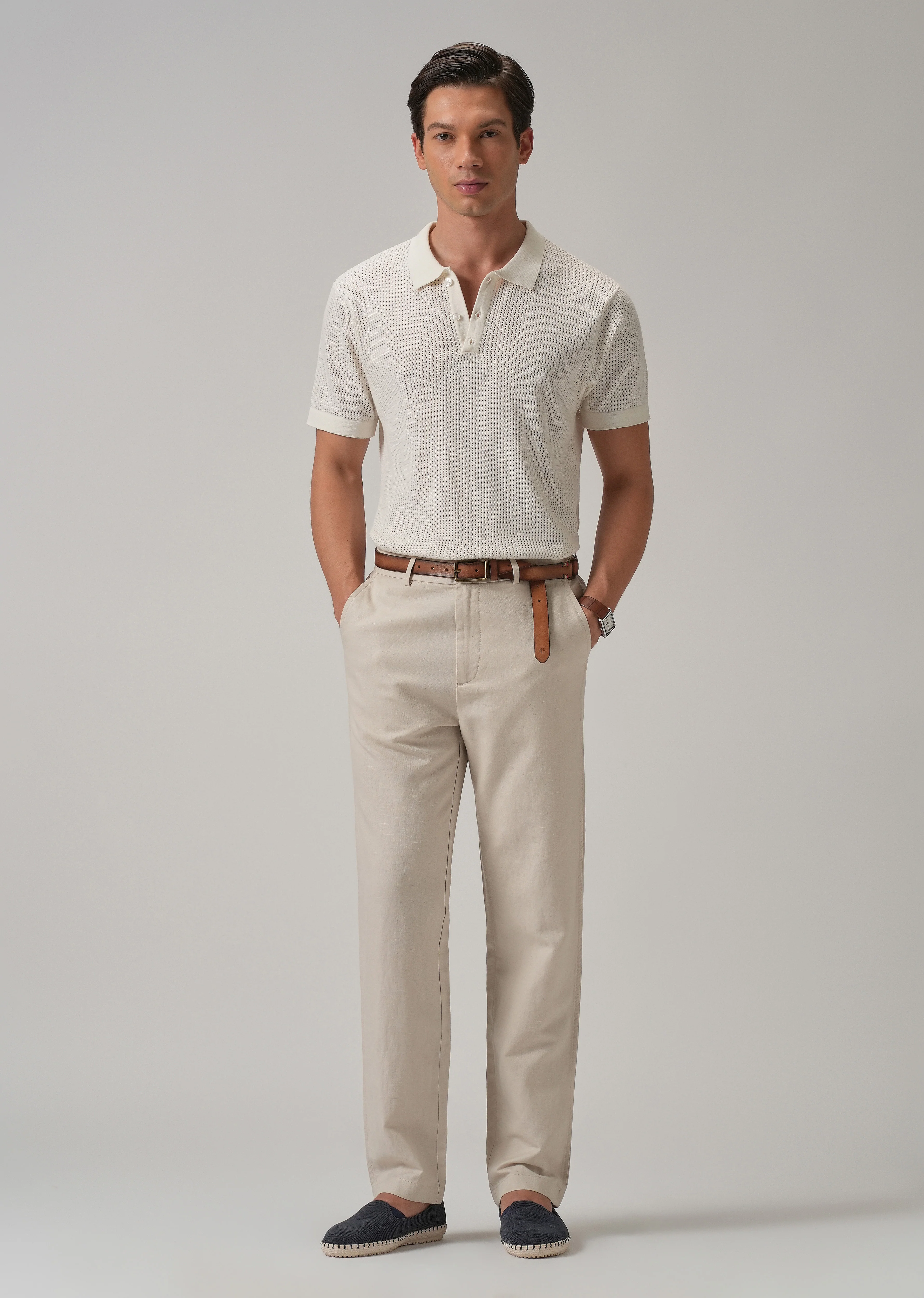 Cream Linen Relaxed Fit Trouser - Image 6