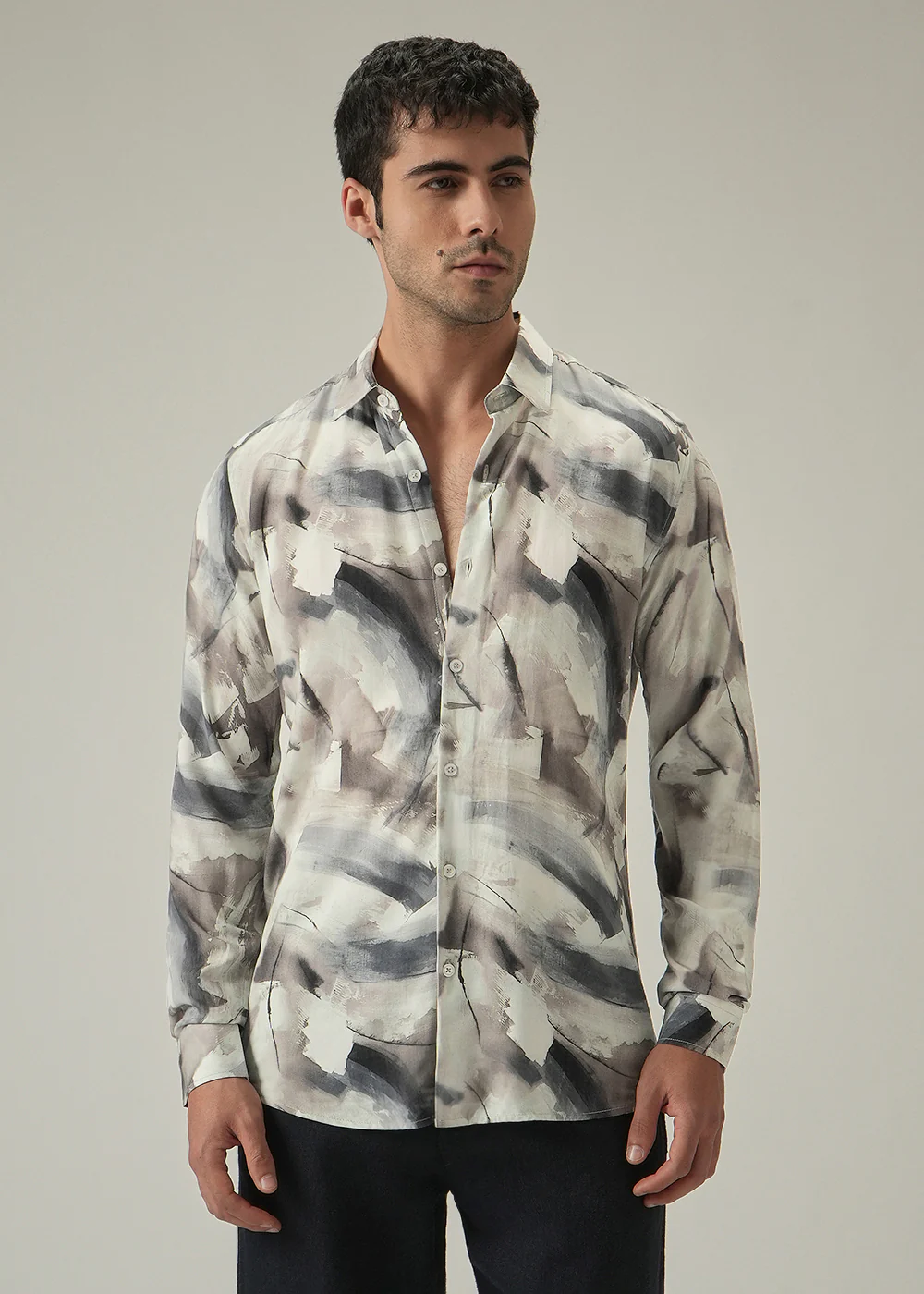 Cream Monochrome Print Shirt - Image 3