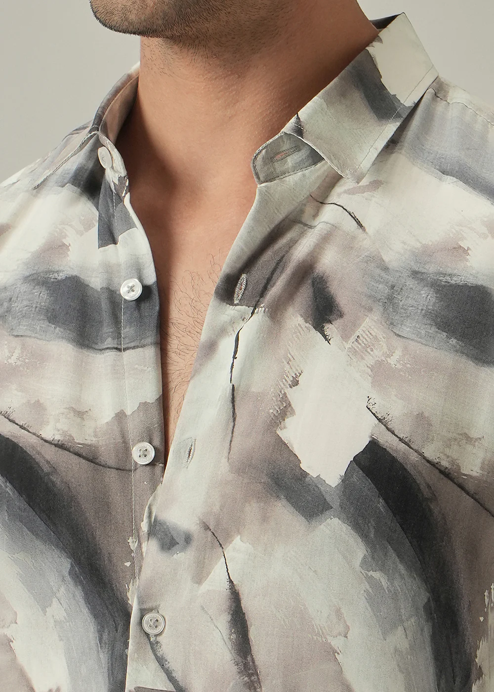 Cream Monochrome Print Shirt - Image 5
