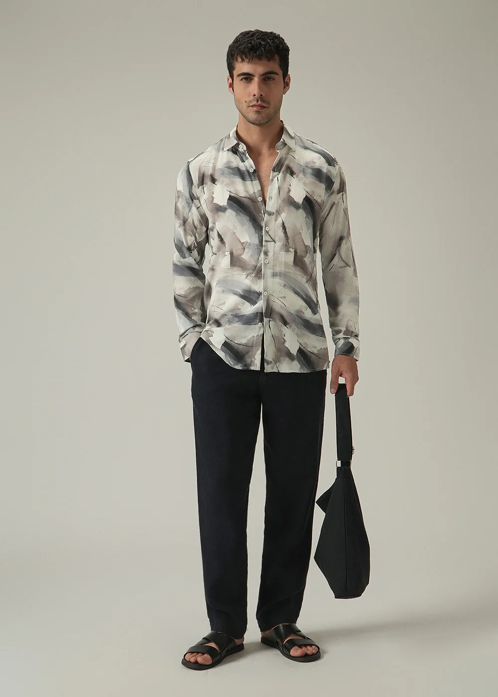 Cream Monochrome Print Shirt - Image 6