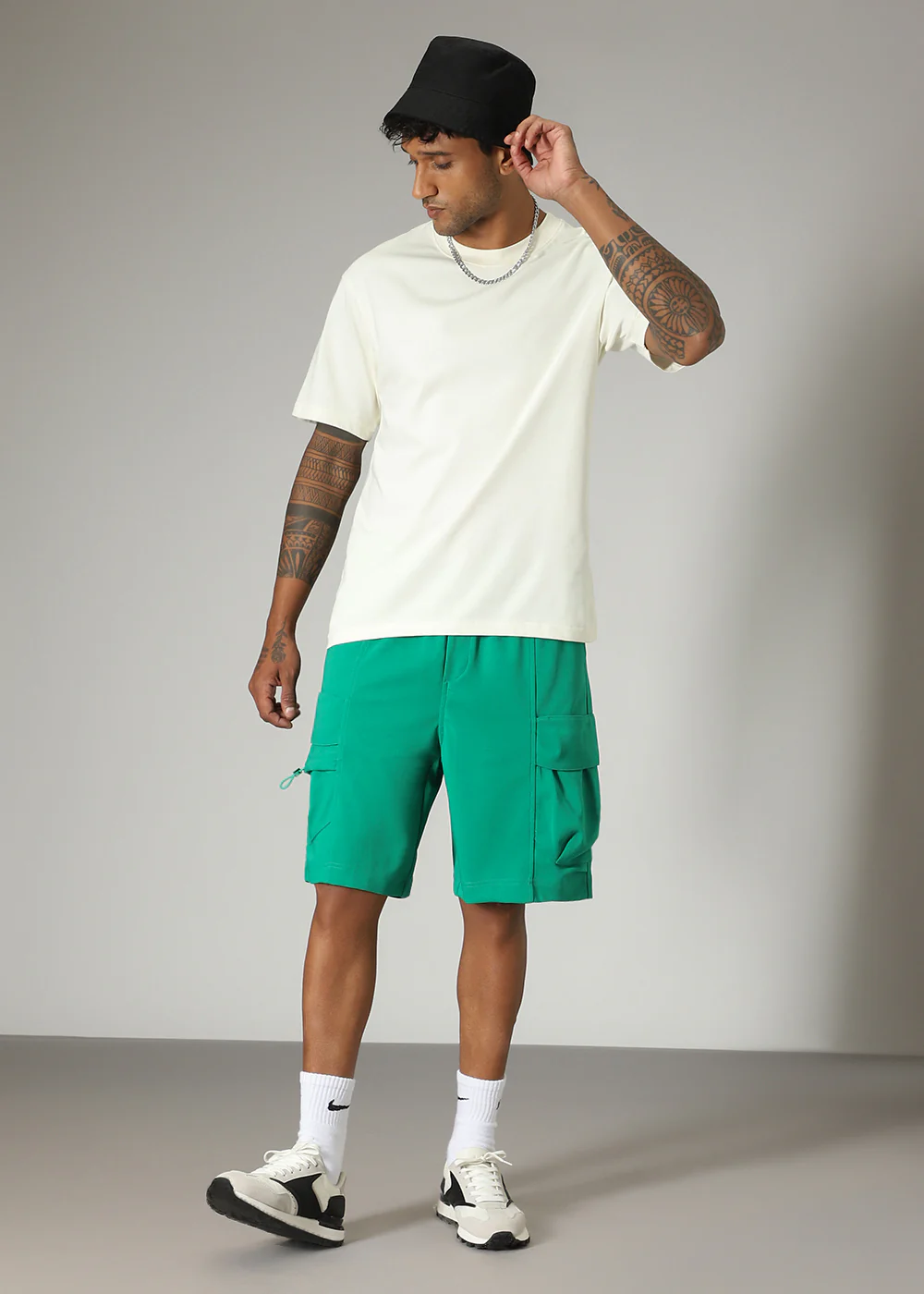 Cream Plain Basic Oversized T-shirt - Image 5