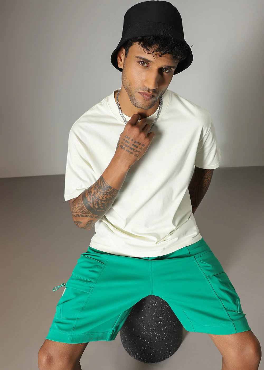 Cream Plain Basic Oversized T-shirt - Image 6