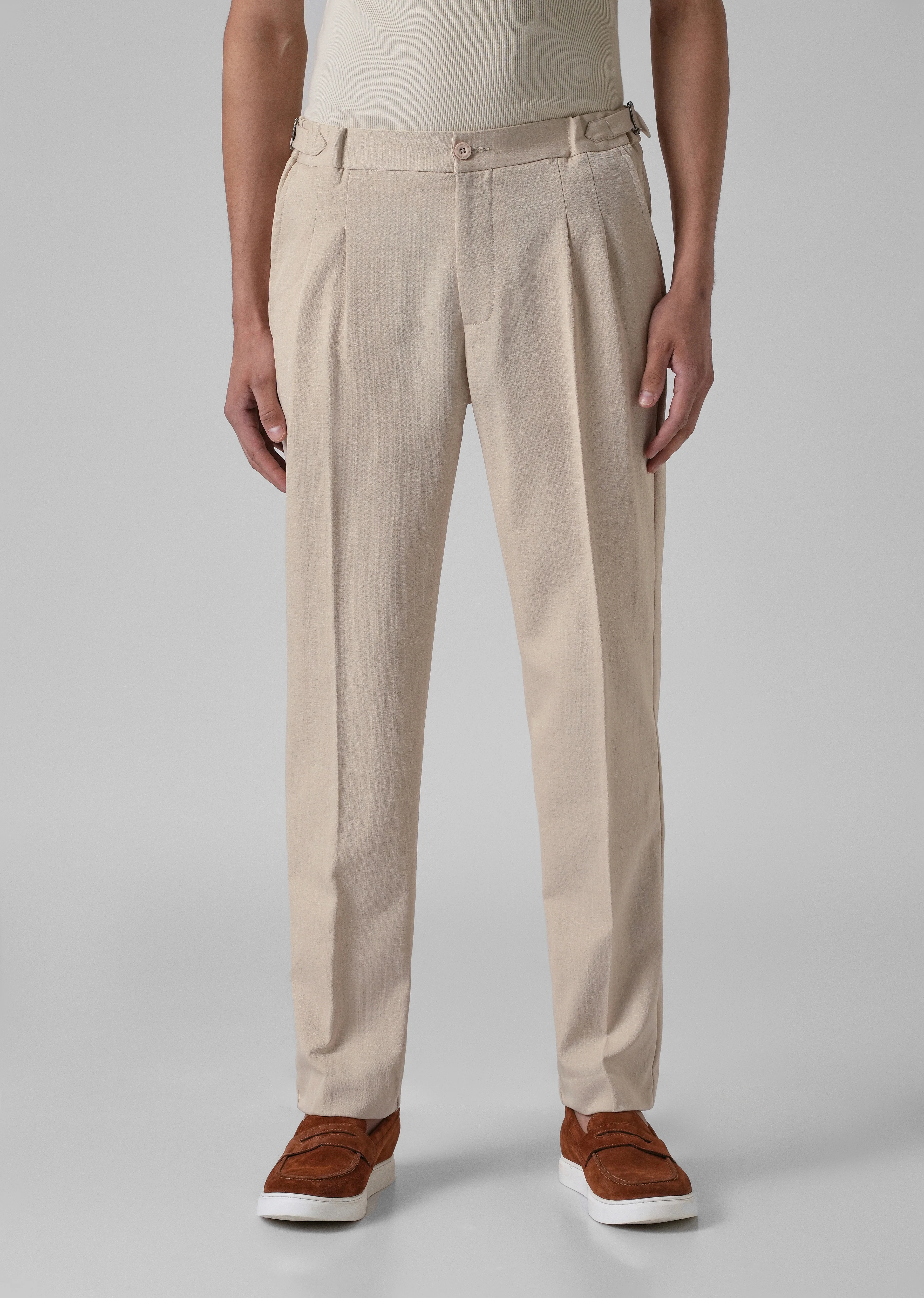 Cream Pleated Gurkha Pant - Image 3