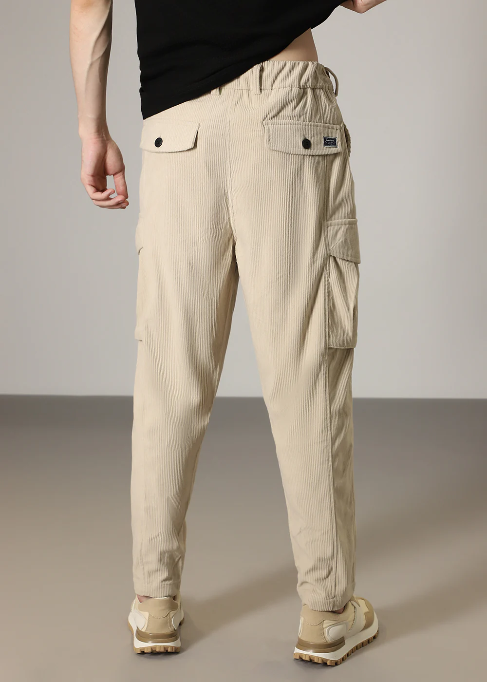 Cream Pocket Cargo Corduroy Pant - Image 4