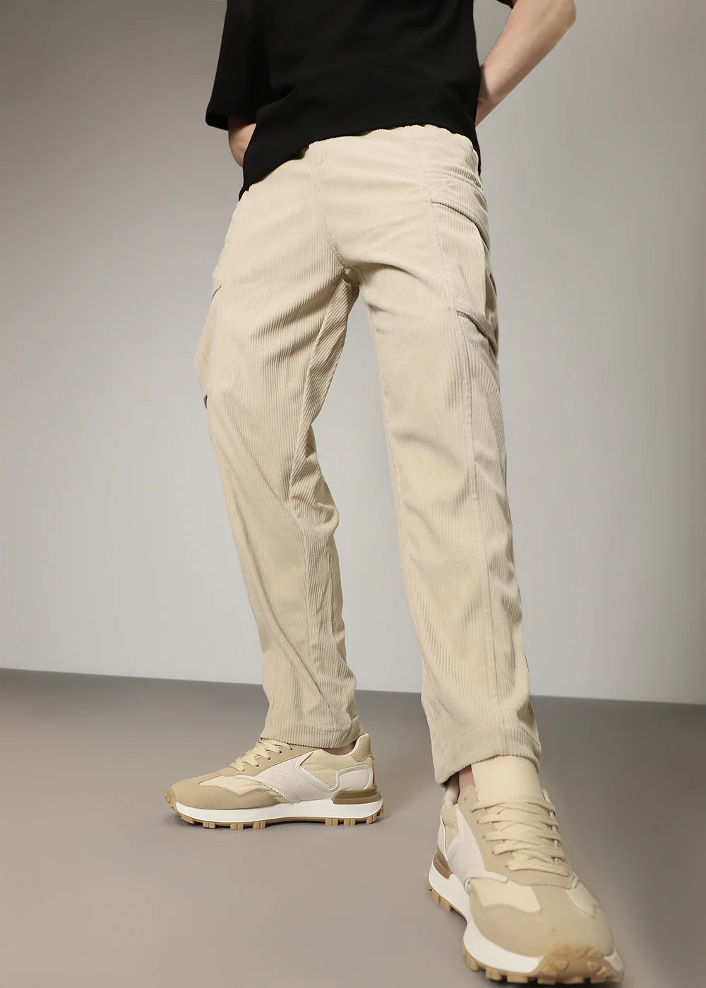 Cream Pocket Cargo Corduroy Pant - Image 5