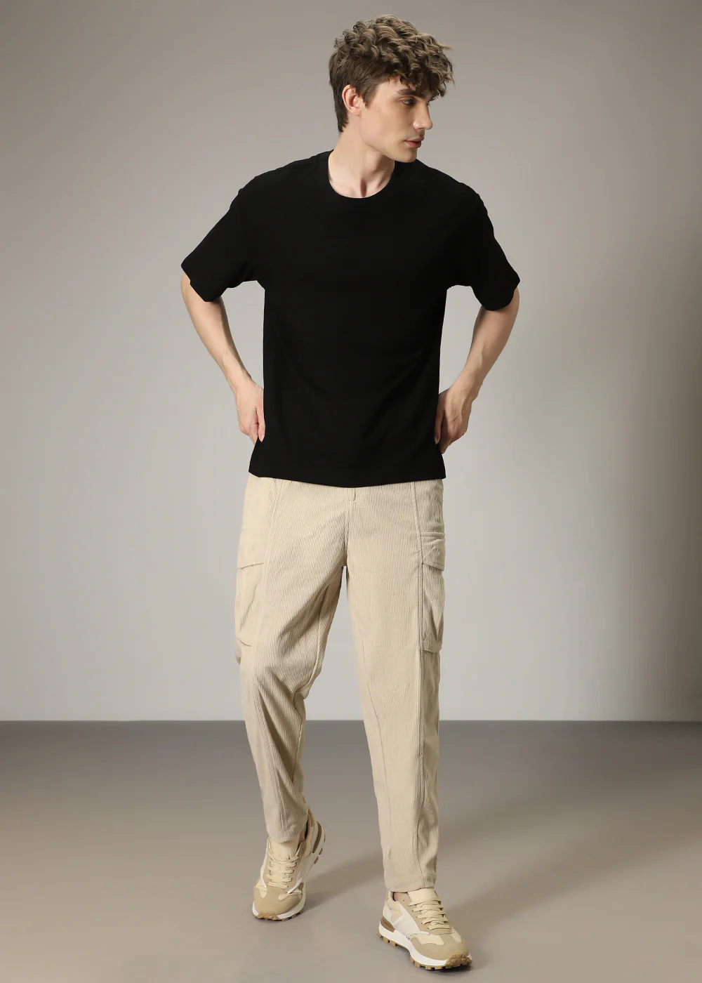 Cream Pocket Cargo Corduroy Pant - Image 7