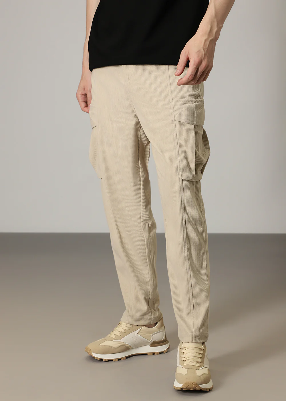 Cream Pocket Cargo Corduroy Pant - Image 8