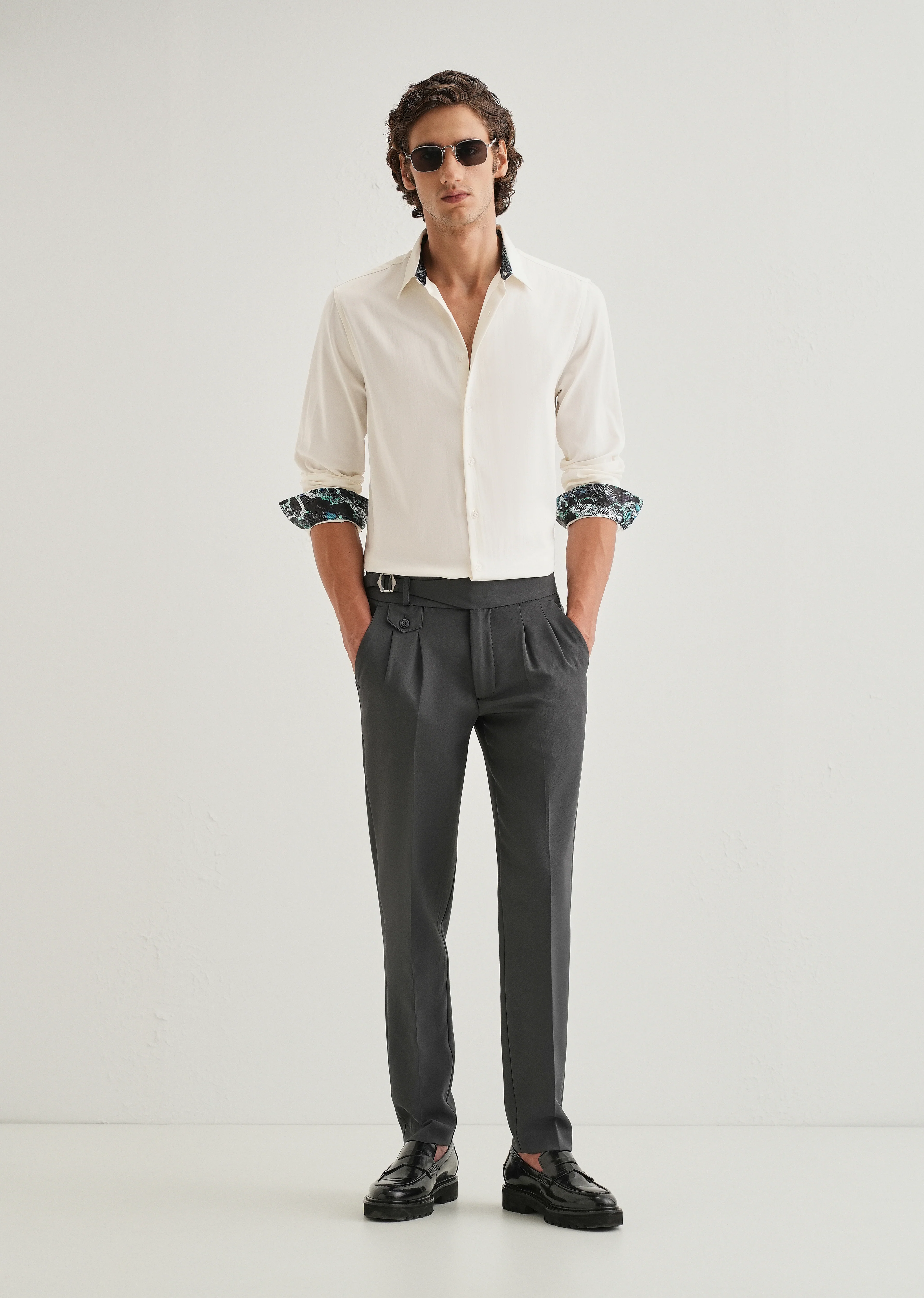 Cream Printed Cuff Shirt - Image 7