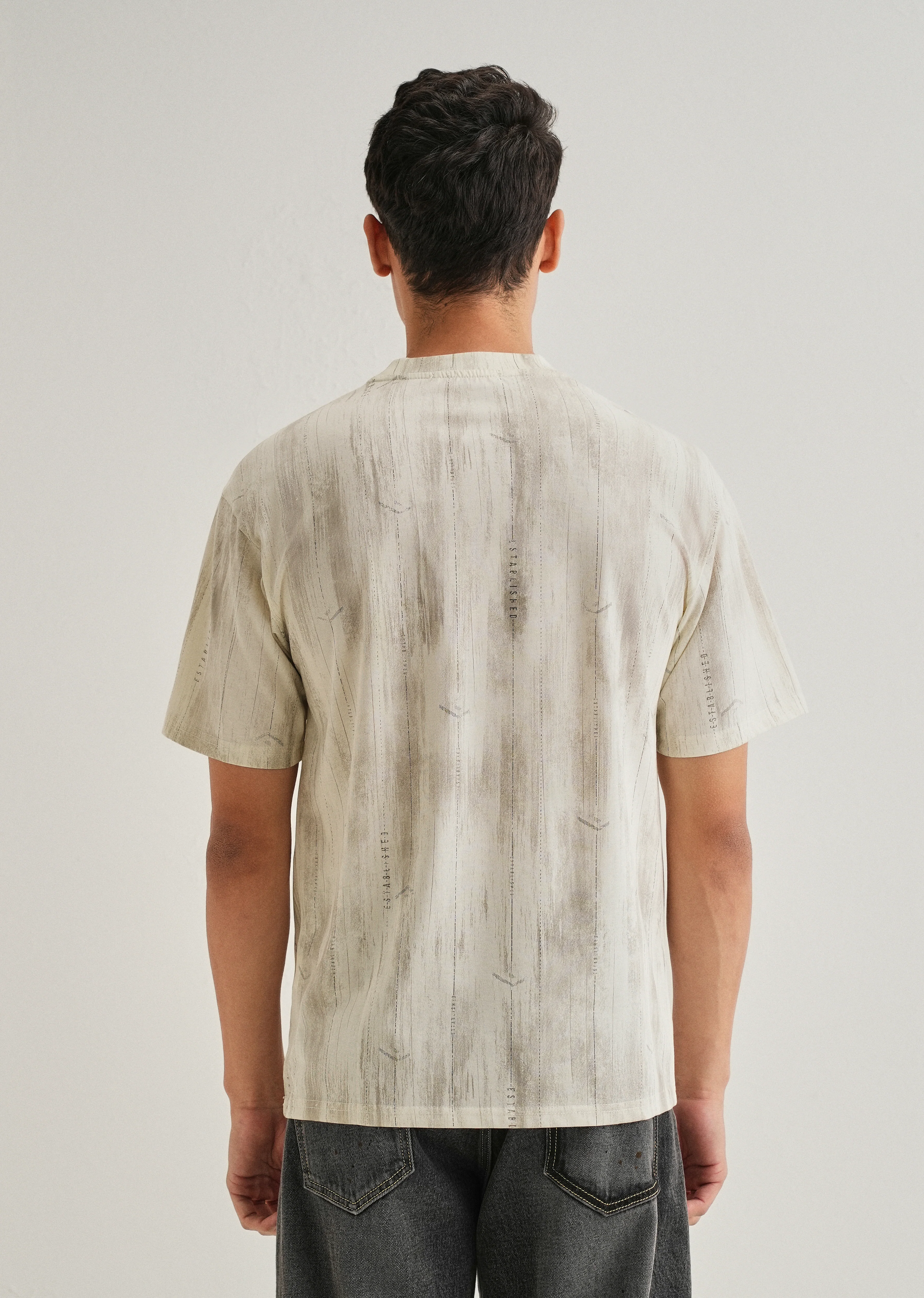 Cream Printed Oversized T-shirt - Image 2