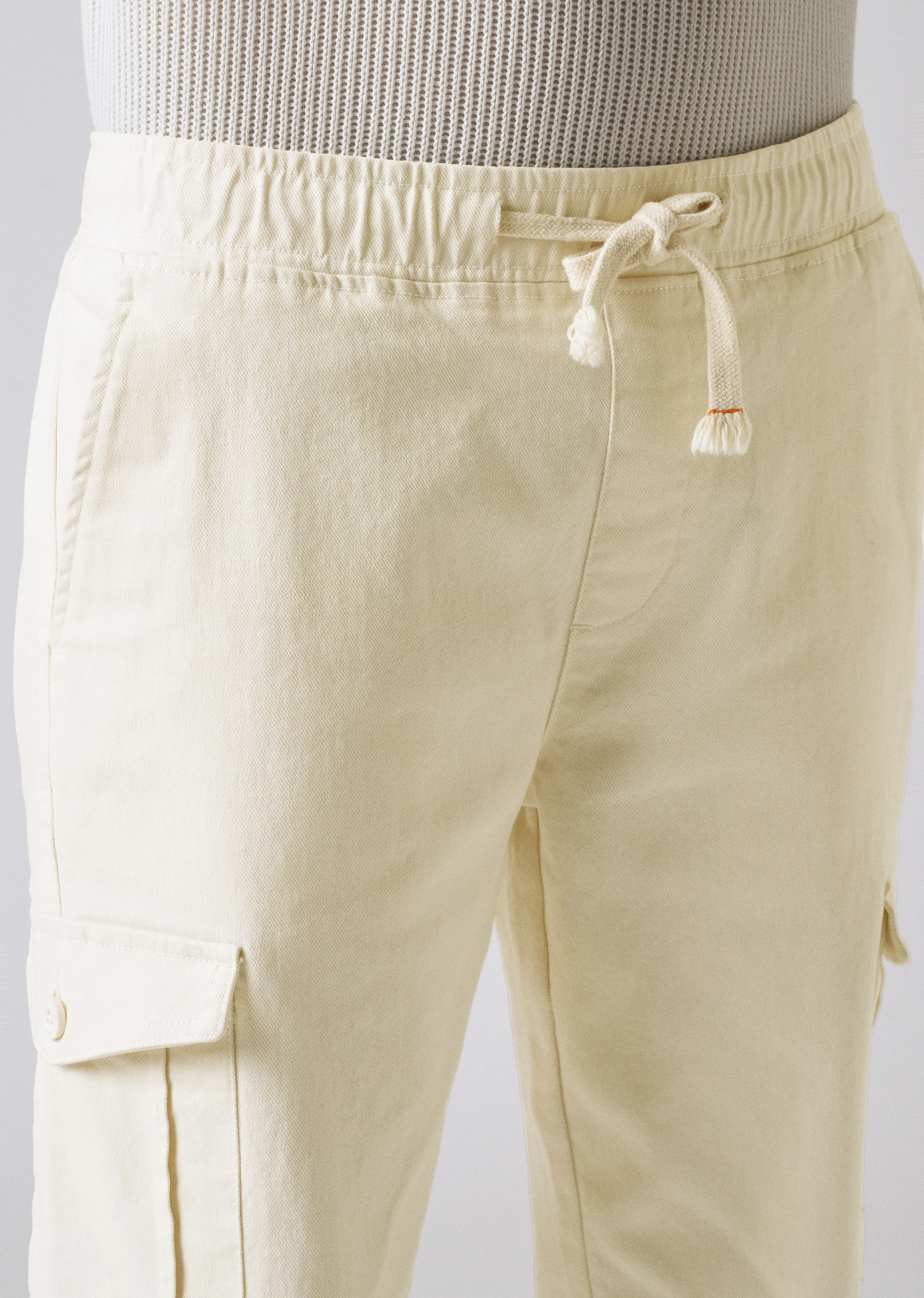 Cream Regular Fit Cargo Pant - Image 5