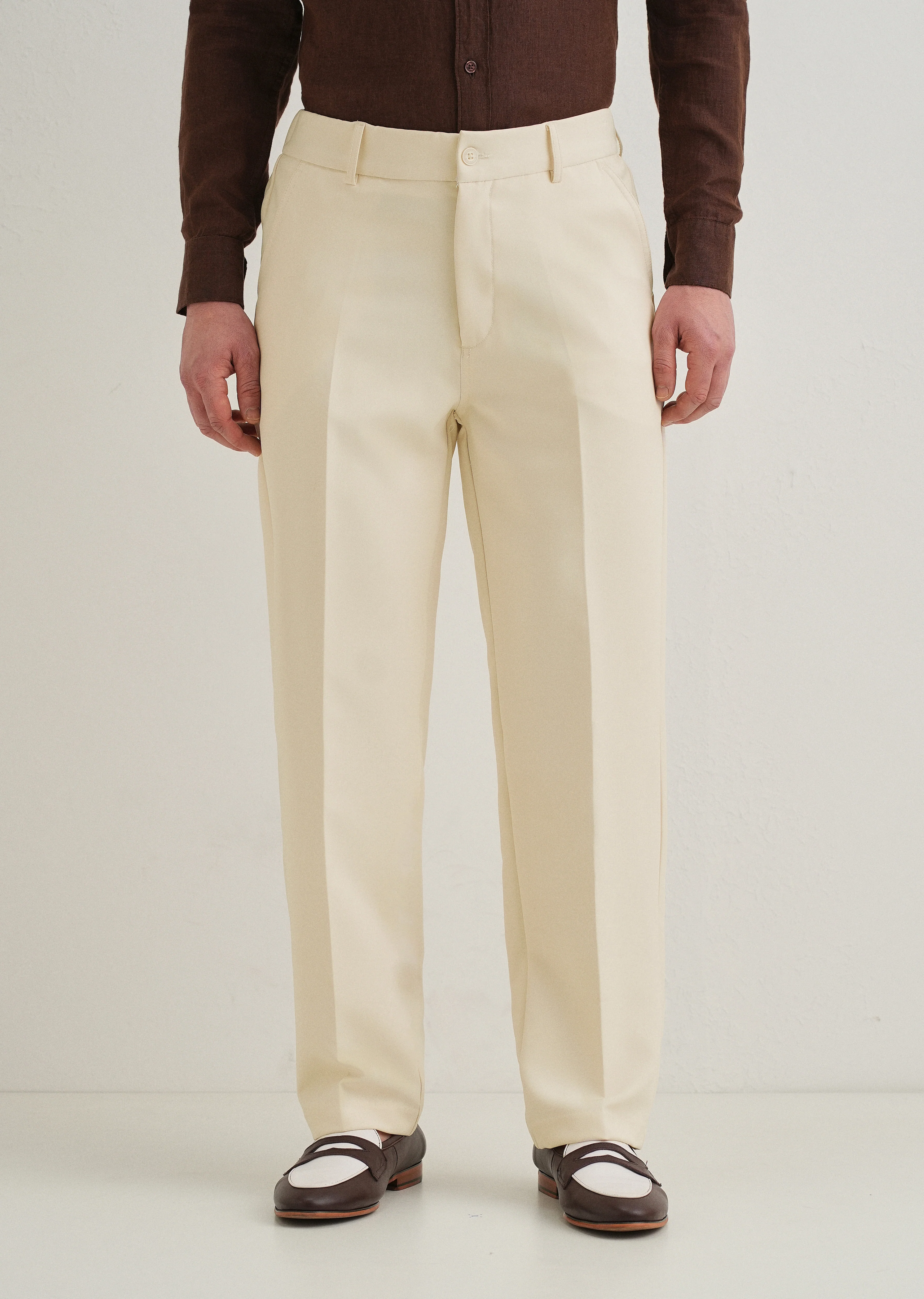 Cream Relaxed Fit Trousers - Image 3