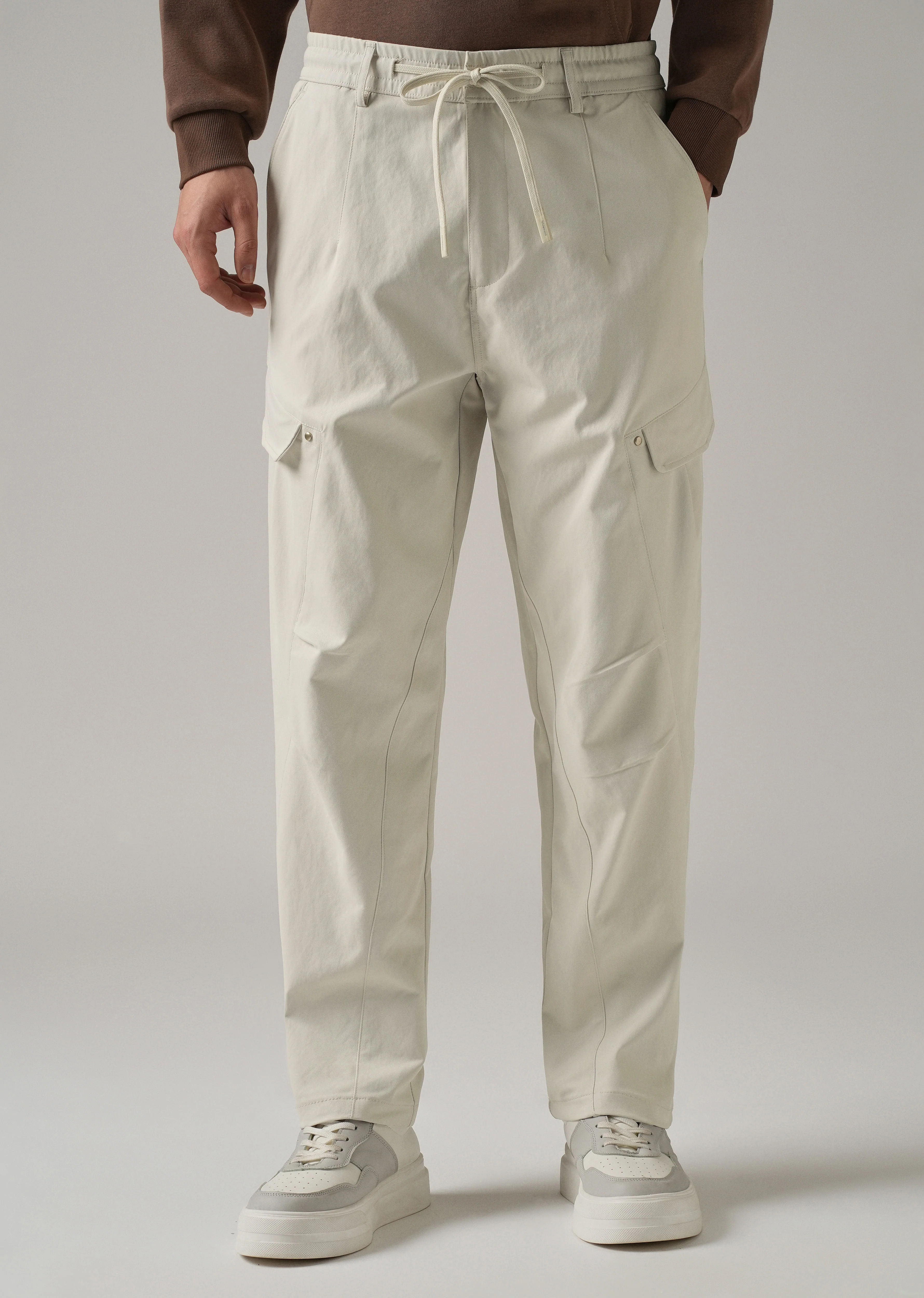 Cream Stone Wash Cargo Pants - Image 7