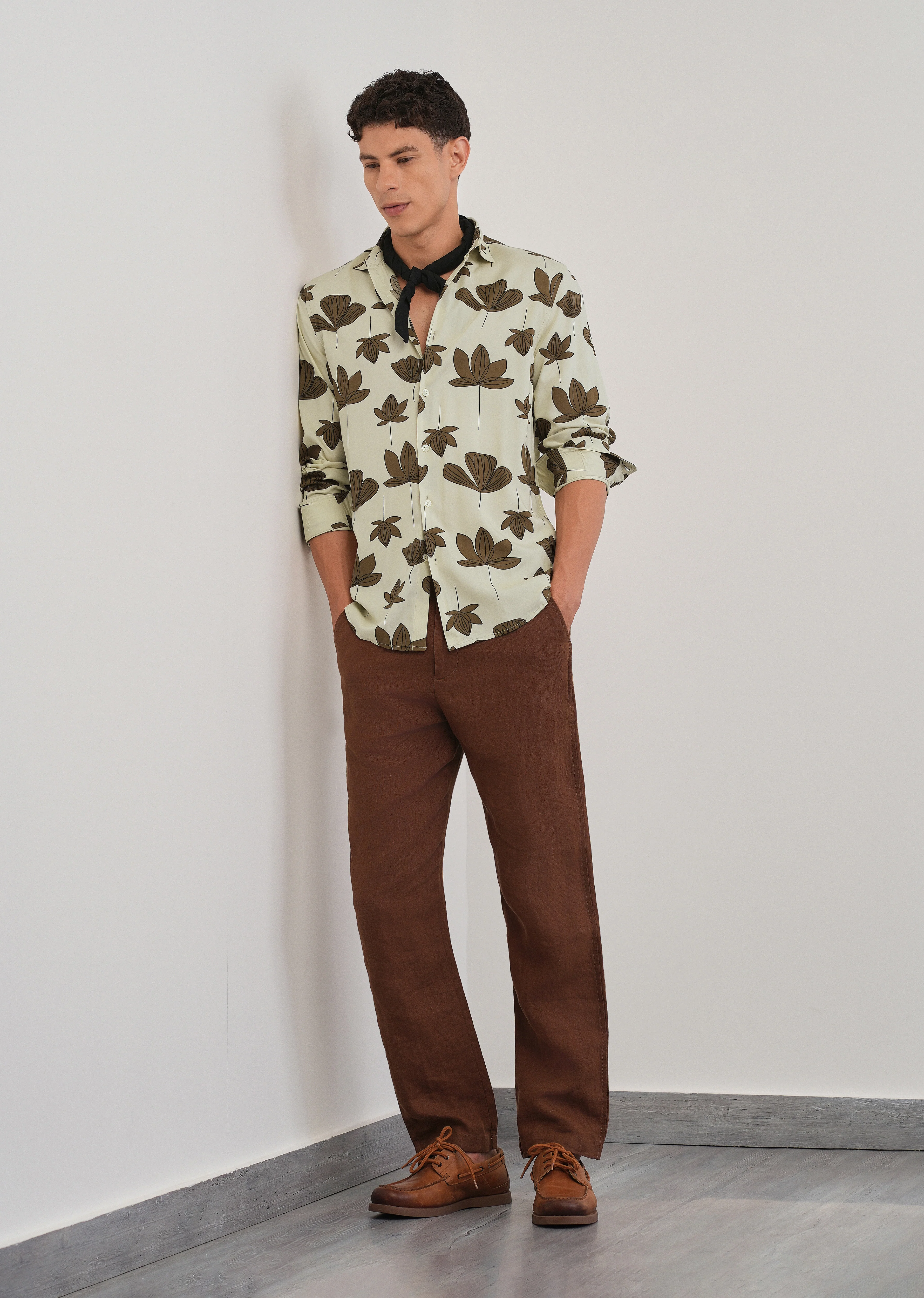 Cream Stylized Floral Print Shirt - Image 6