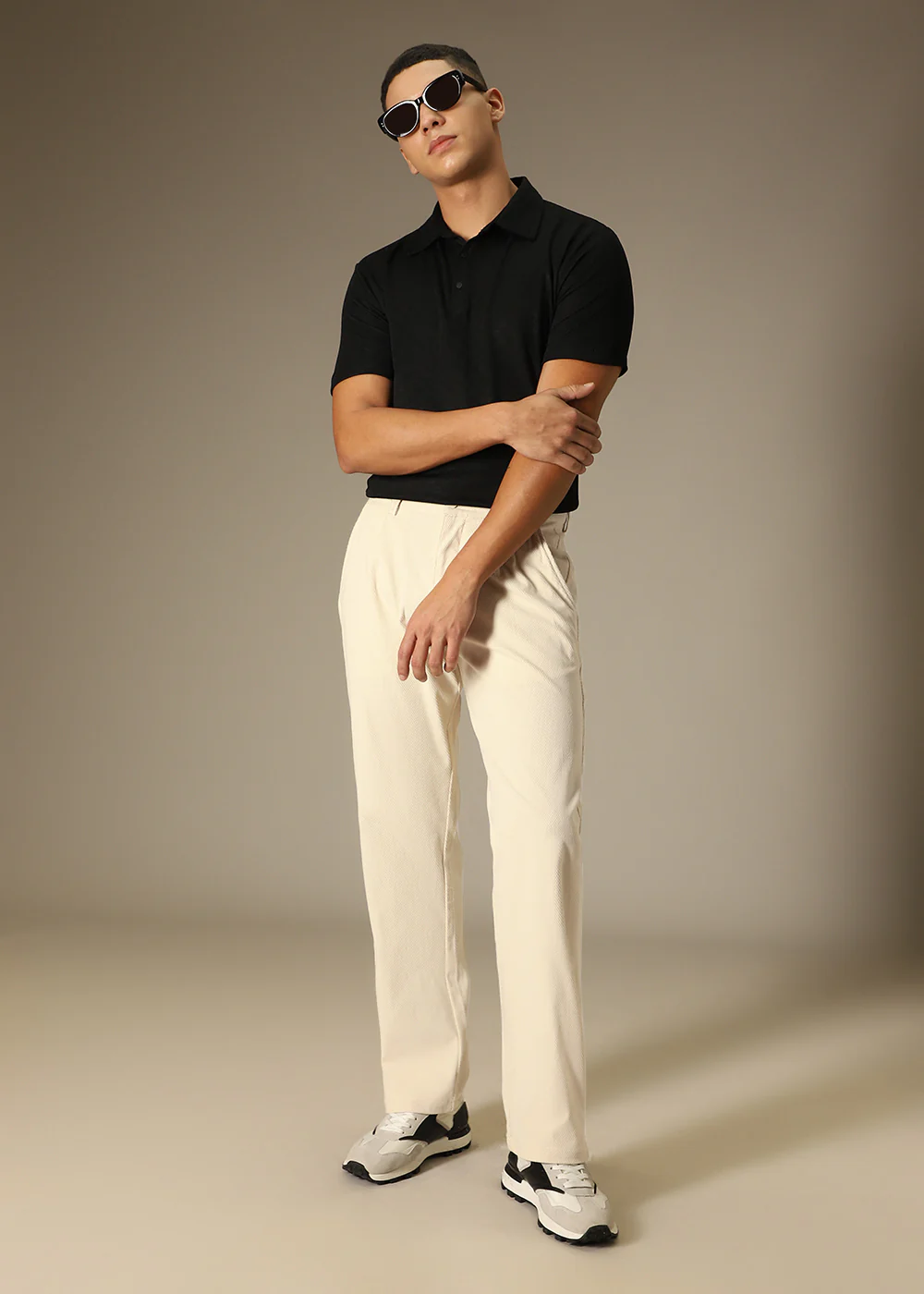 Cream Textured Corduroy Pant - Image 7