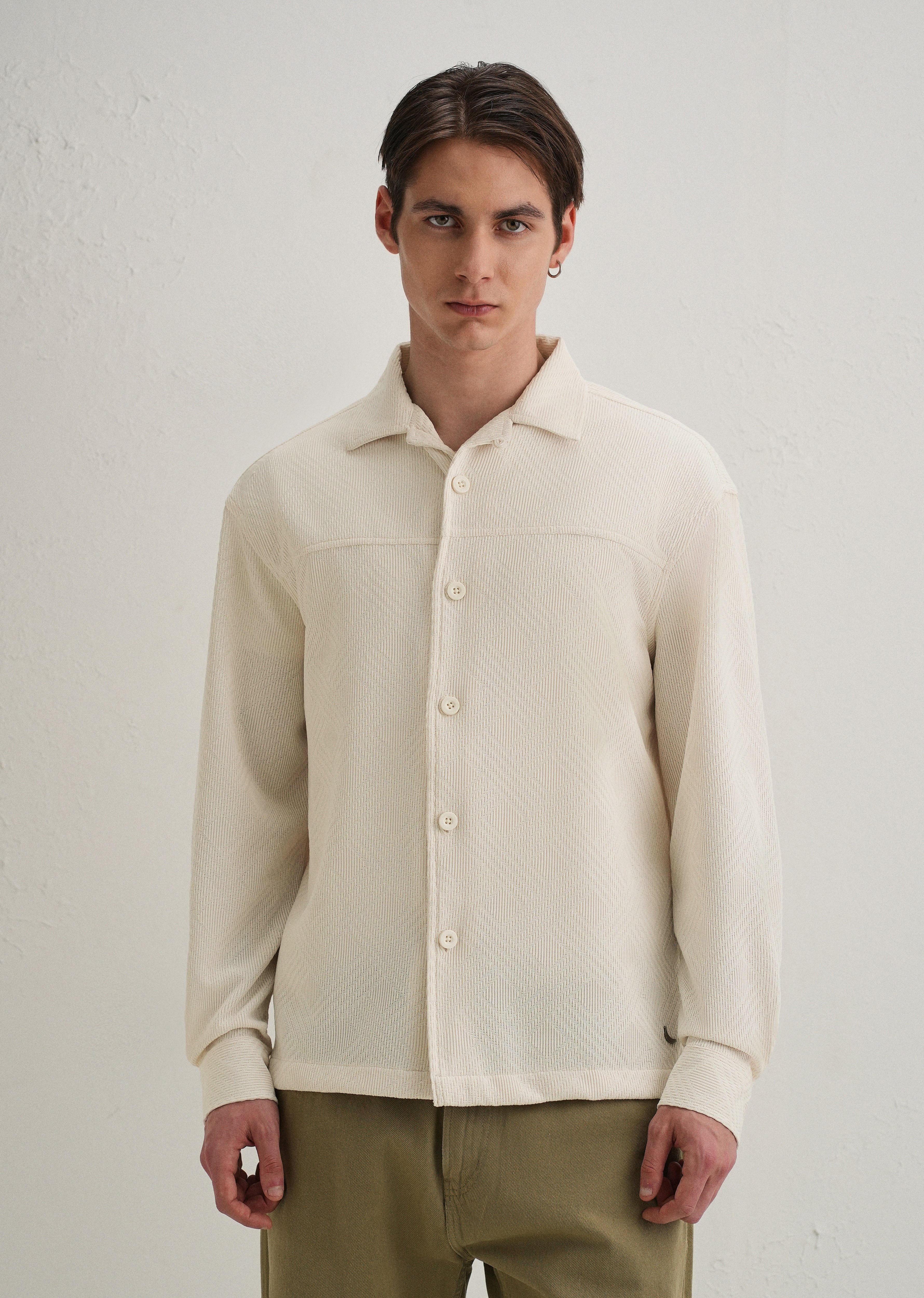 Cream Textured Knit Shacket - Image 5