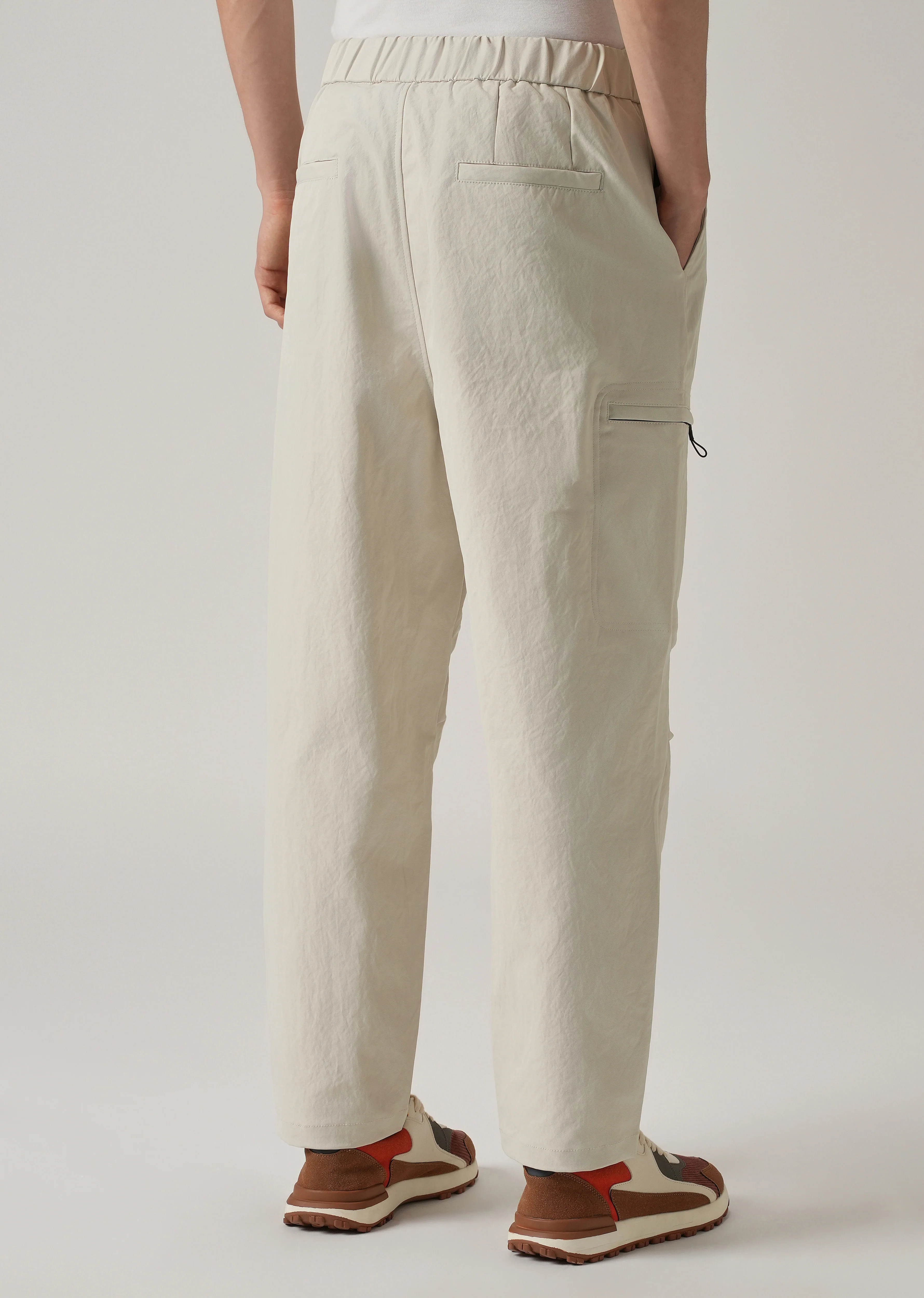 Cream Twill Belt Relaxed Fit Pant - Image 2