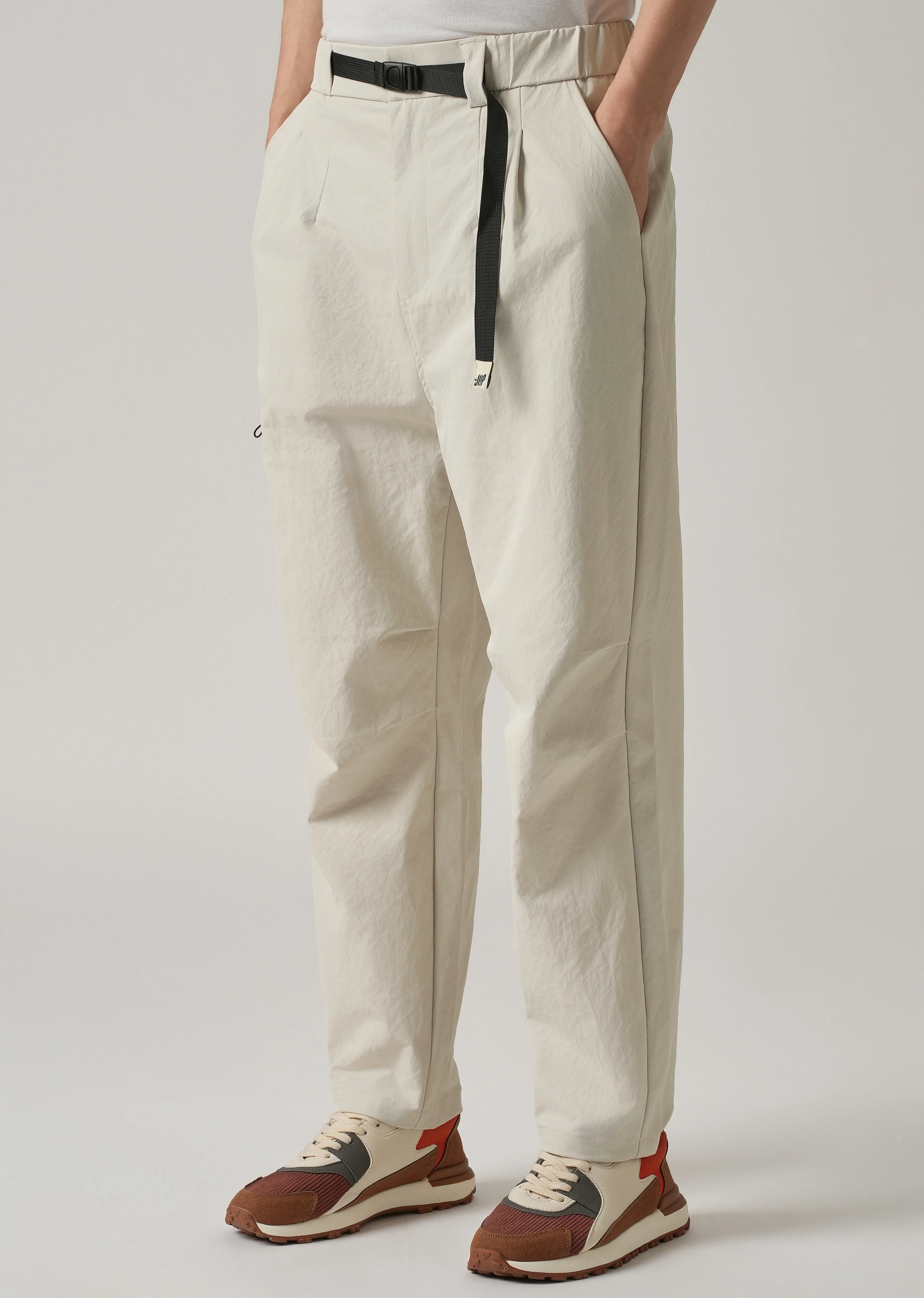Cream Twill Belt Relaxed Fit Pant - Image 4