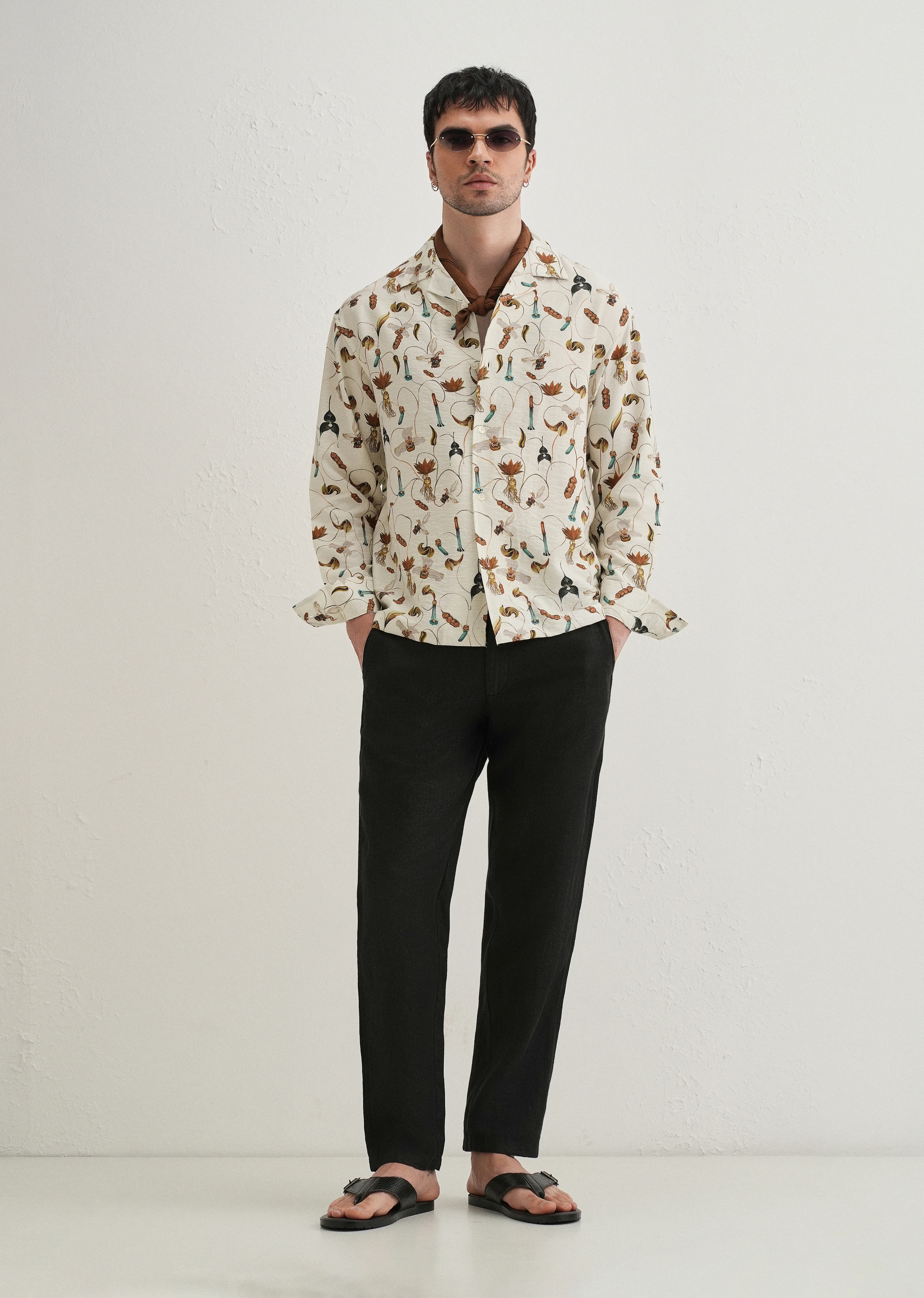 Cream Vintage Orchid Printed Shirt - Image 6