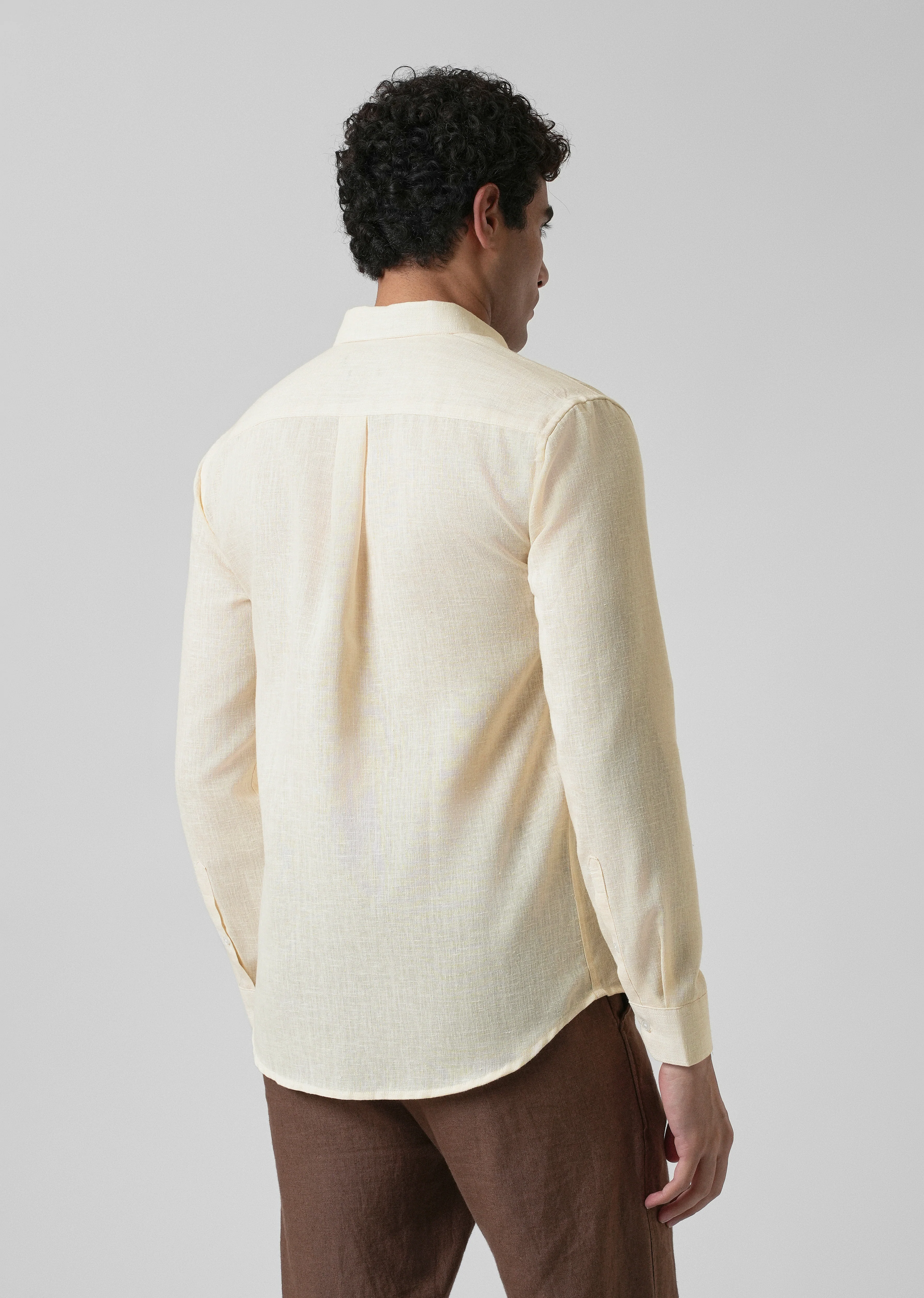 Creamish Yellow Blended Linen Shirt - Image 2