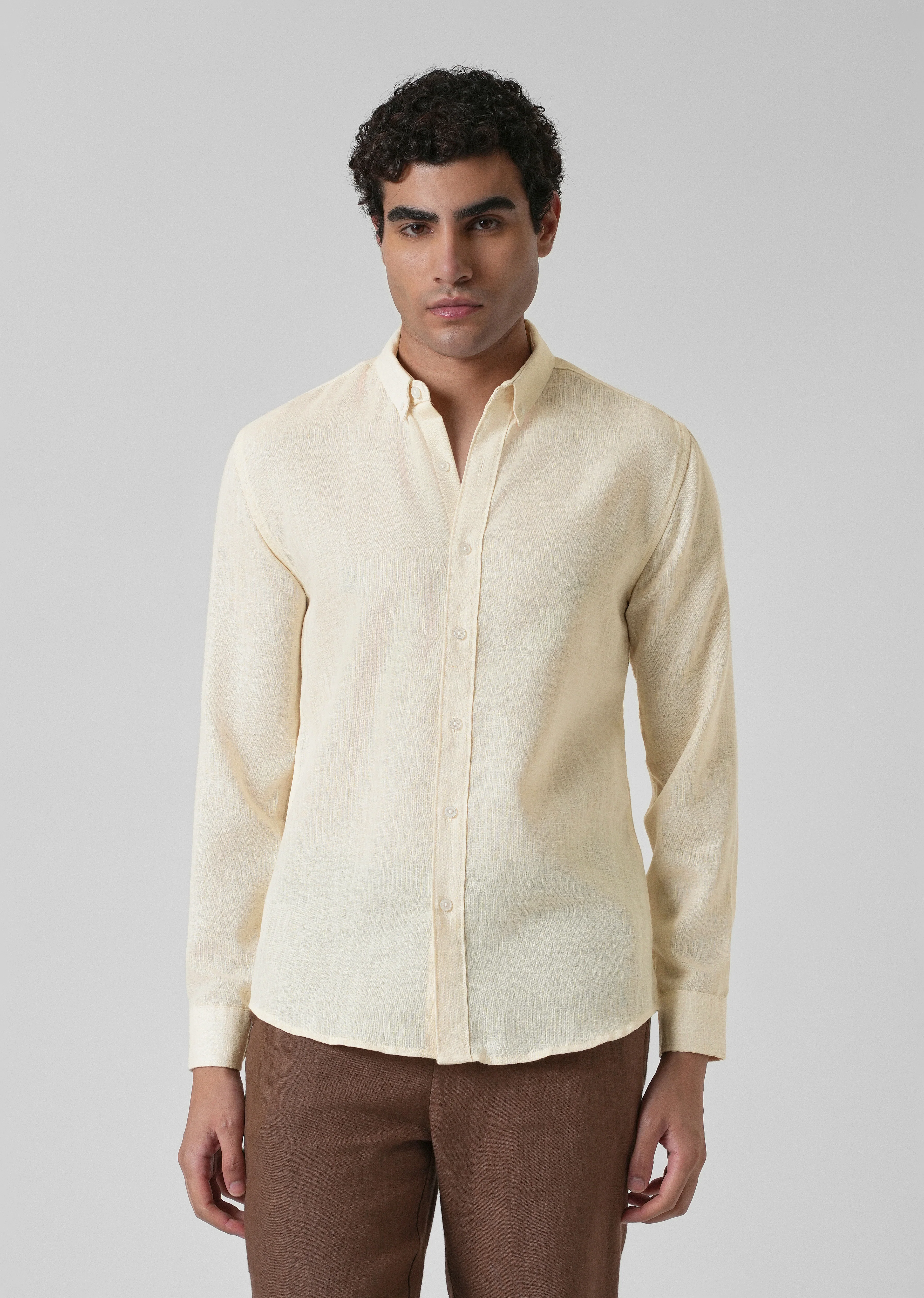 Creamish Yellow Blended Linen Shirt - Image 3