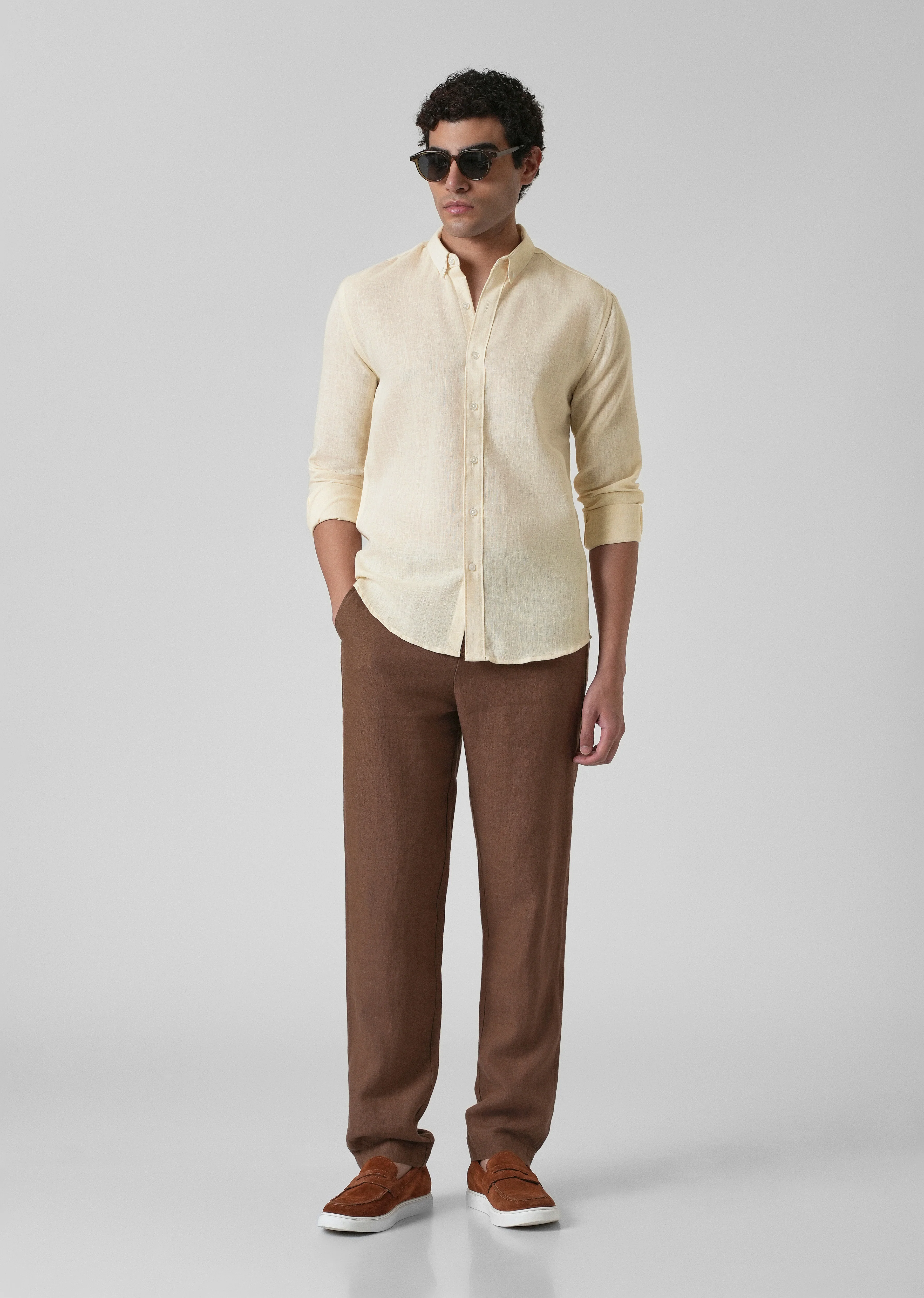 Creamish Yellow Blended Linen Shirt - Image 6